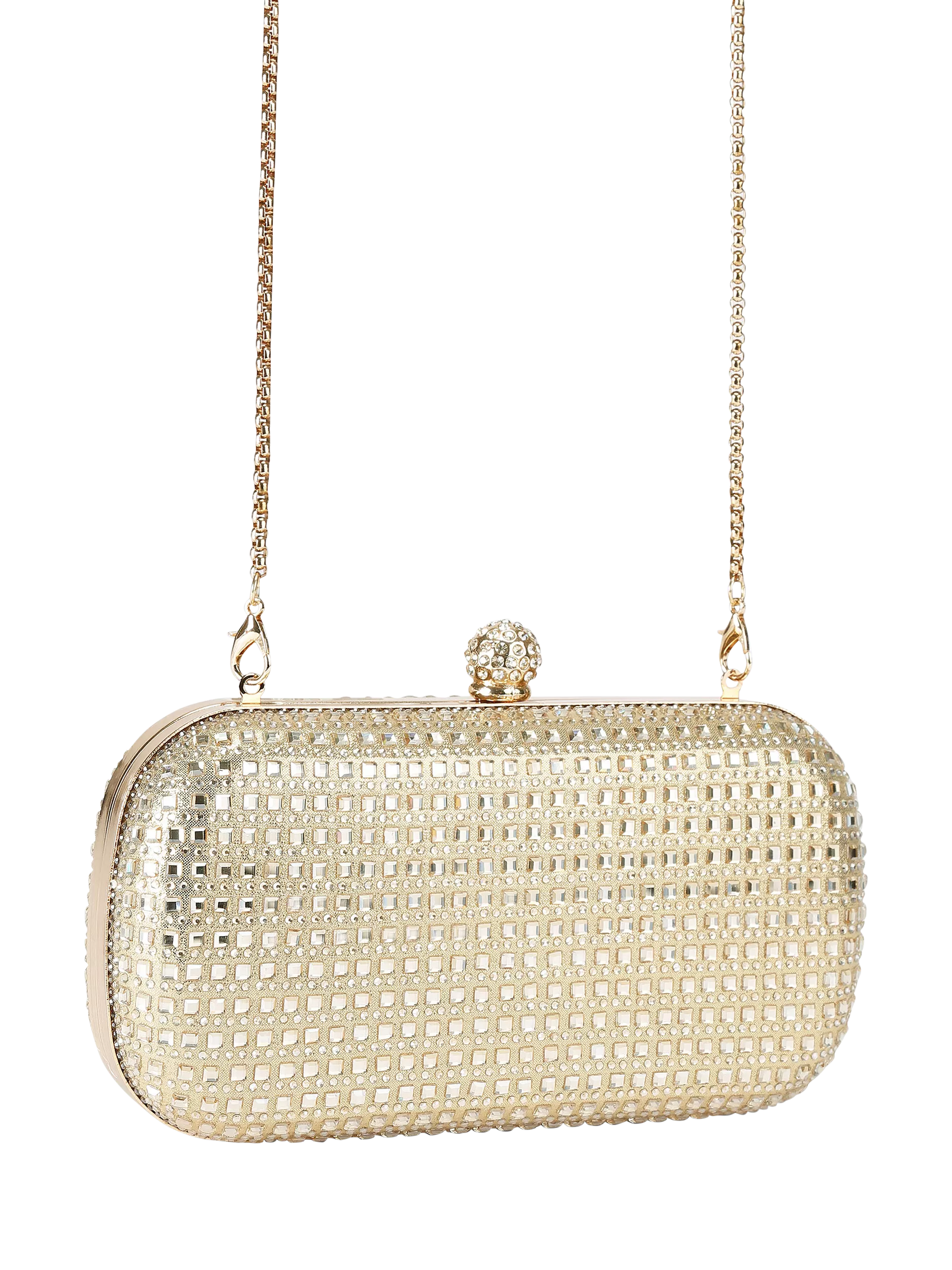 Carvela Cecilia hard clutch bag in gold, imported from the UK
