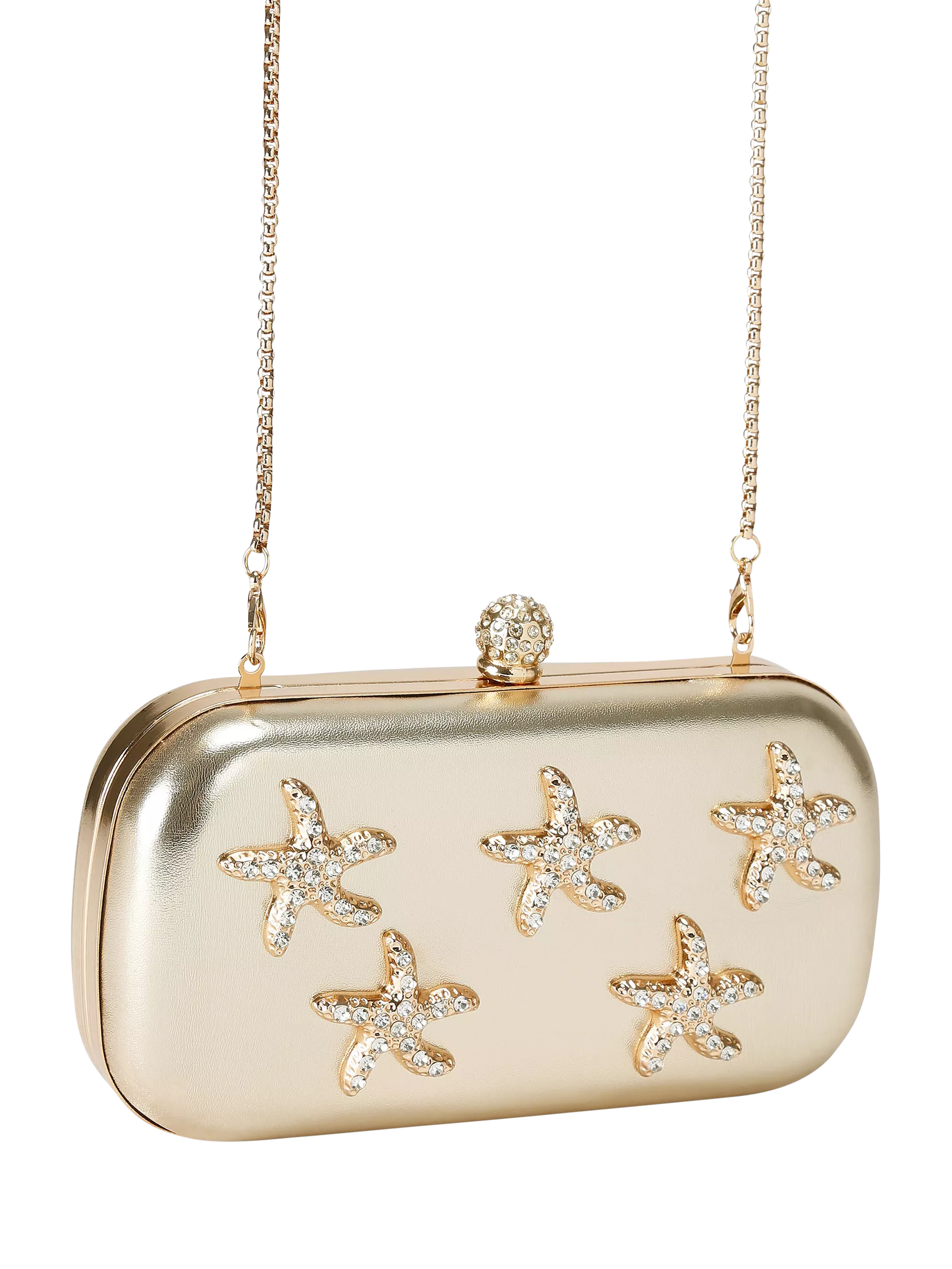 Carvela gold clutch bag with crystal starfish embellishments - British product