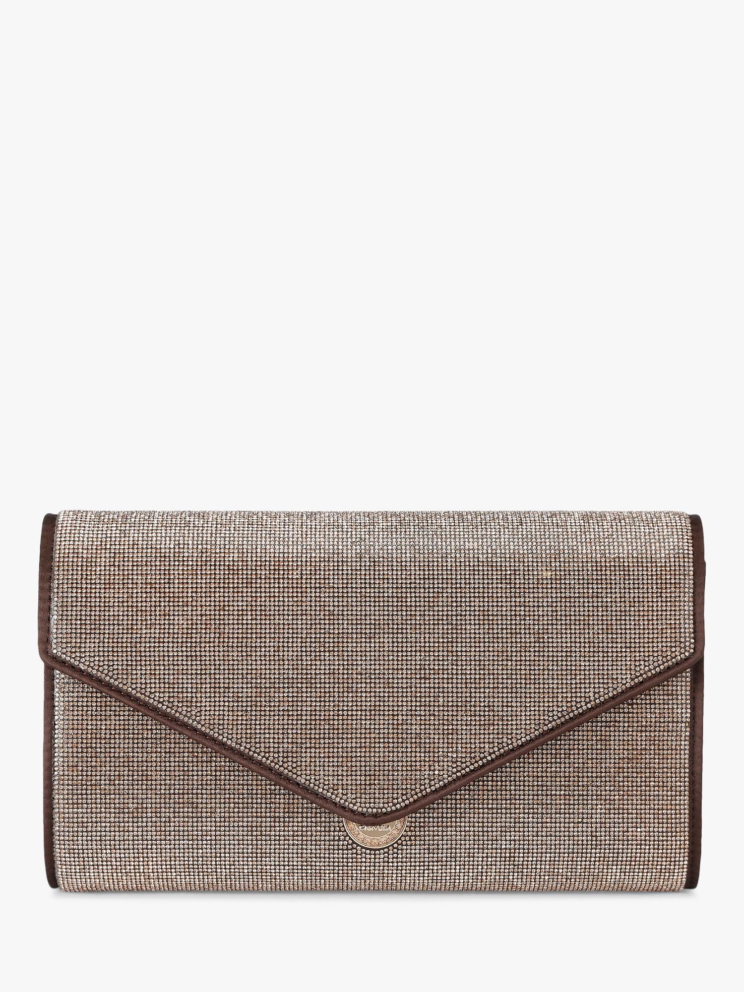 Carvela spiral envelope clutch bag with chain strap and mirror (British brand)
