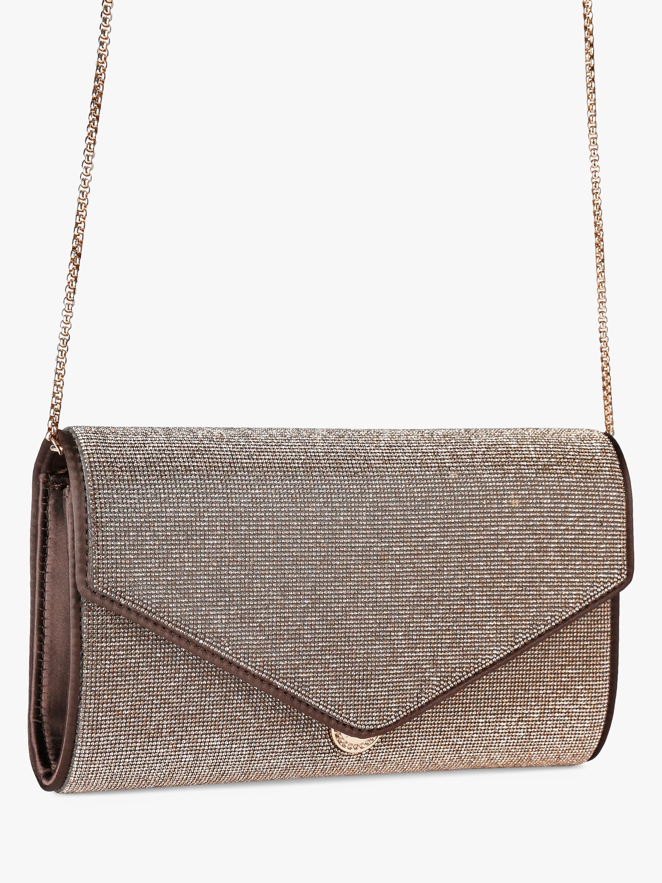 Carvela spiral envelope clutch bag with chain strap and mirror (British brand)