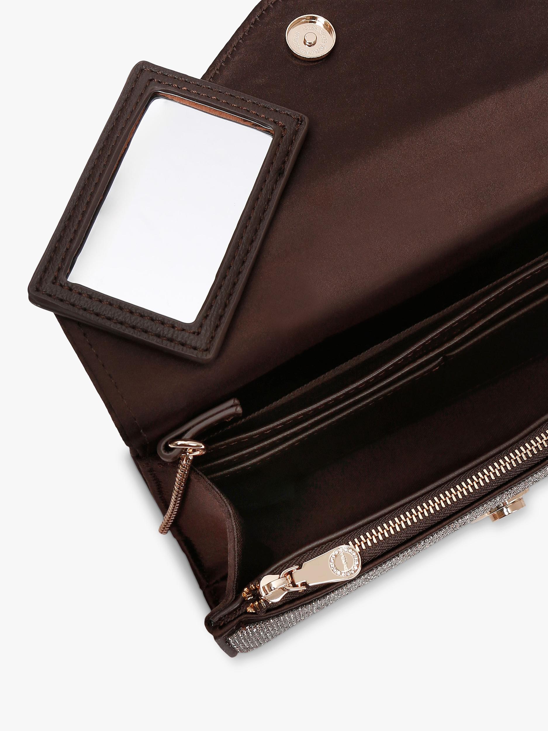 Carvela spiral envelope clutch bag with chain strap and mirror (British brand)