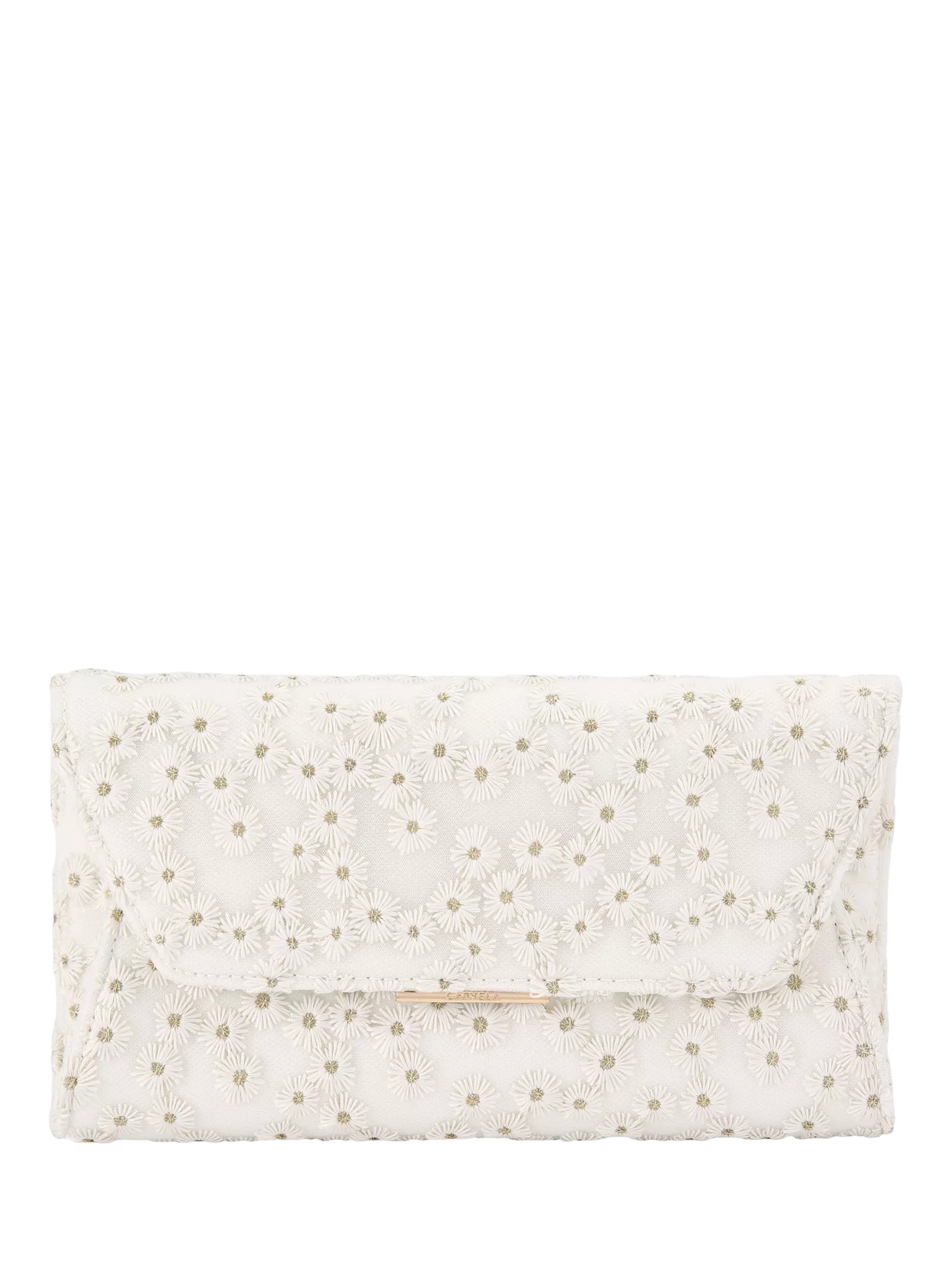 Carvela Spirit Daisy Embroidered Clutch Bag, White