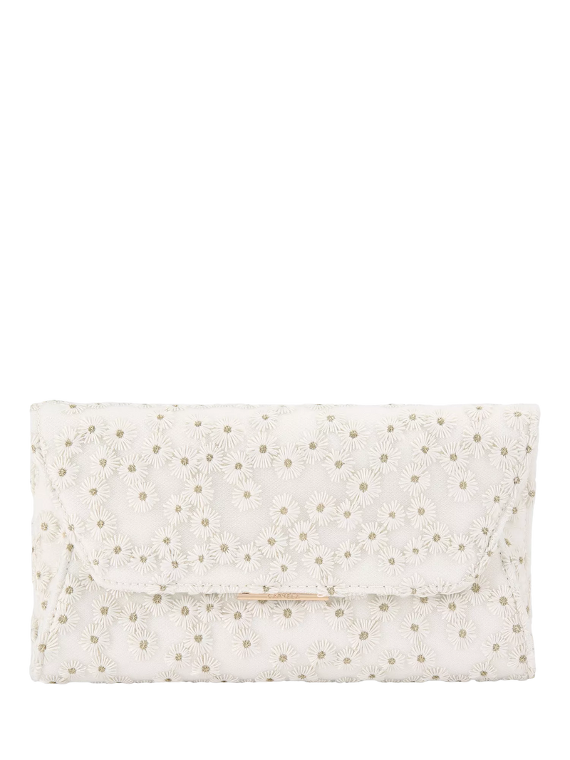 Carvela Spirit Daisy Embroidered Clutch Bag, White