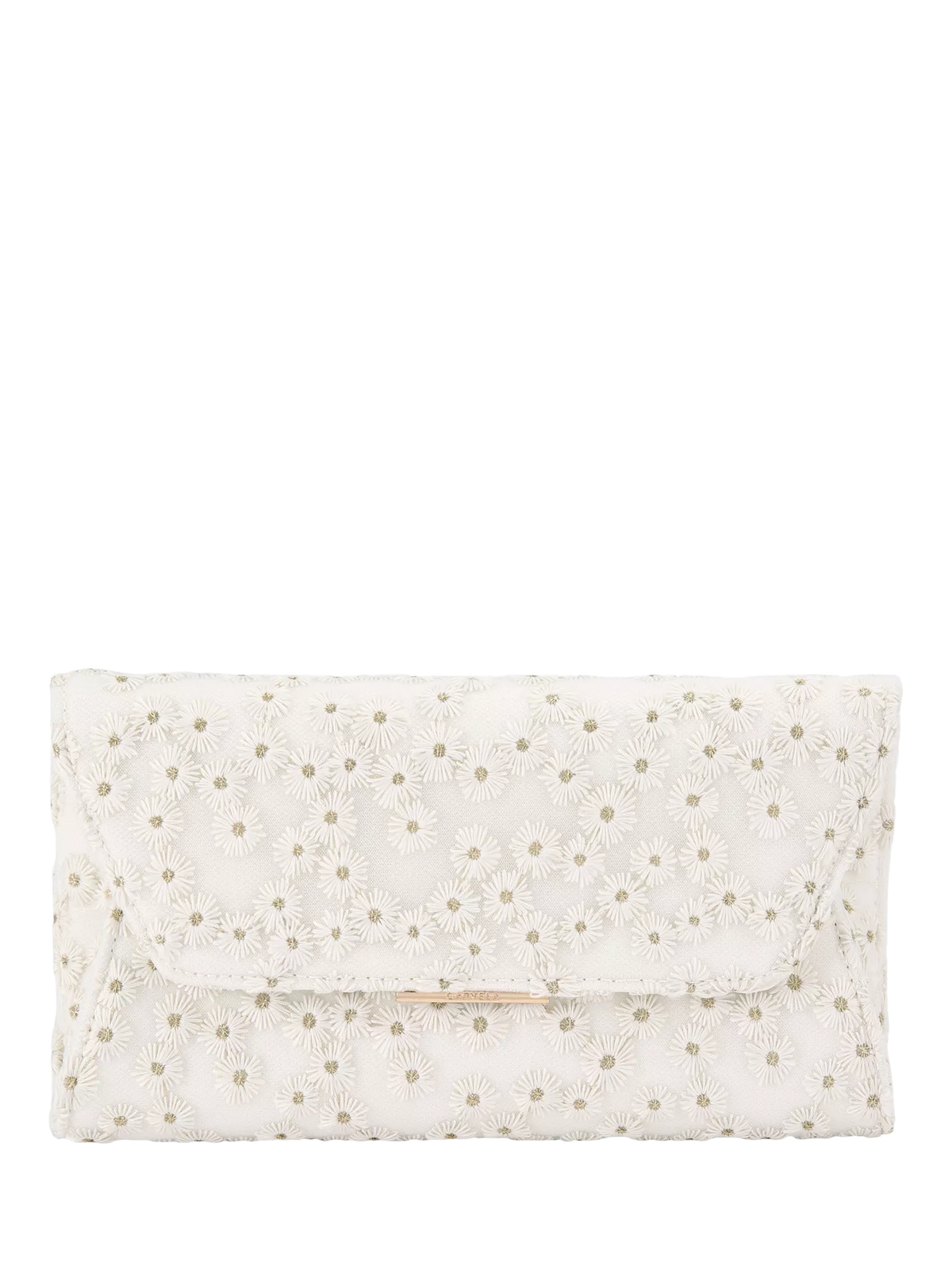 Carvela Spirit Daisy Embroidered Clutch Bag, White