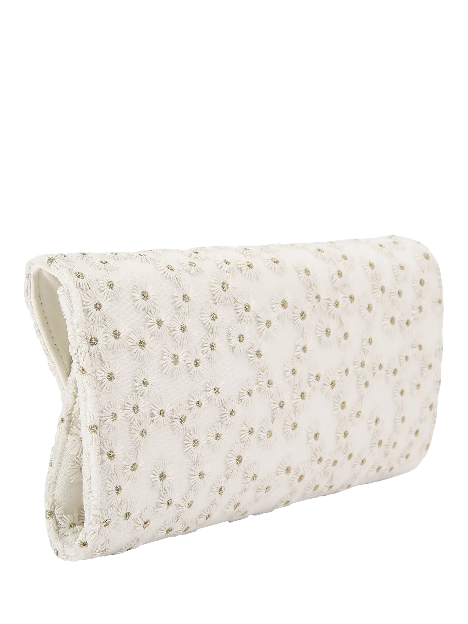 Carvela white daisy embroidered clutch bag (British brand)