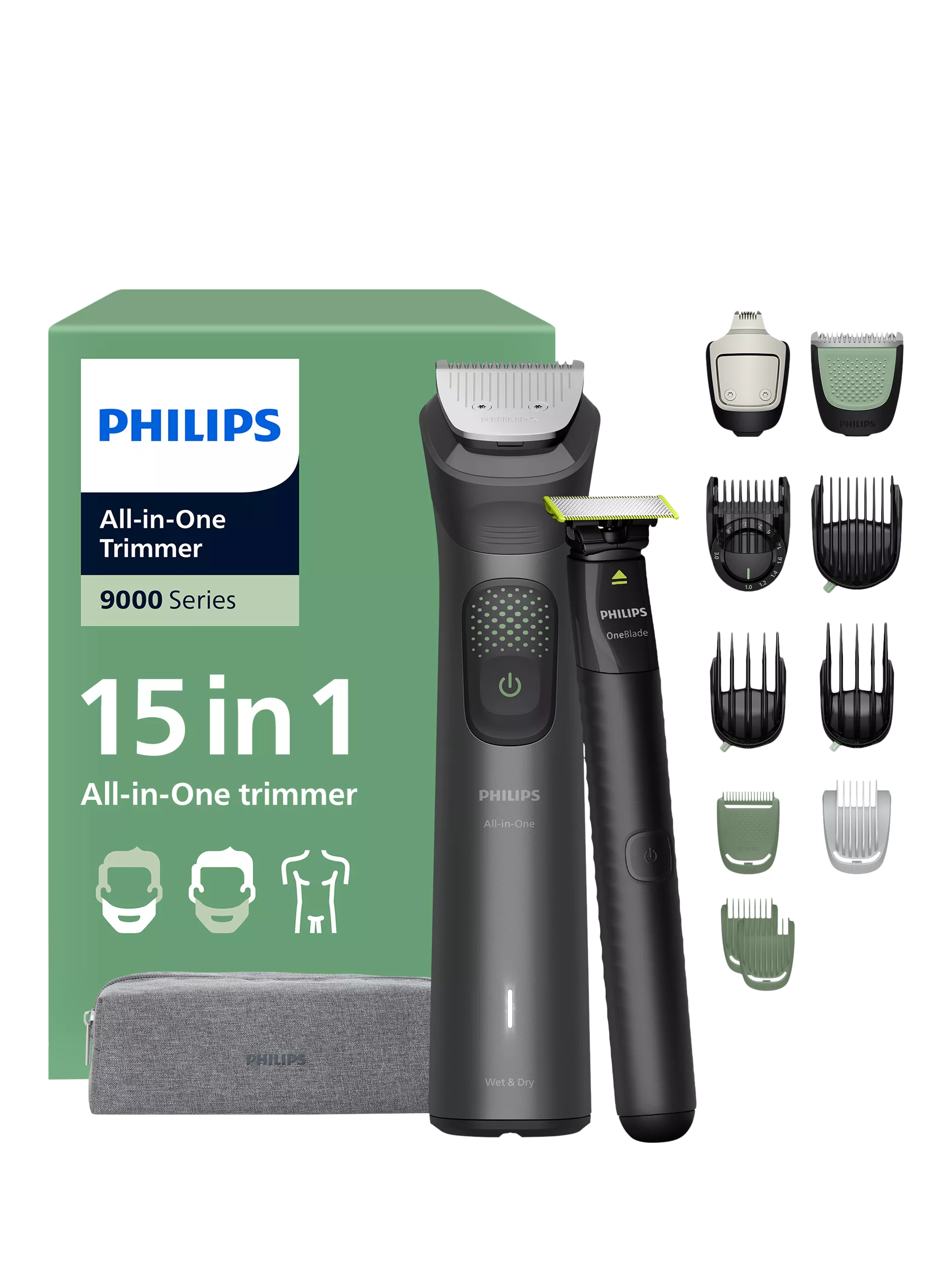 Philips 9000 Multigroom 15-in-1 trimmer in grey, UK version
