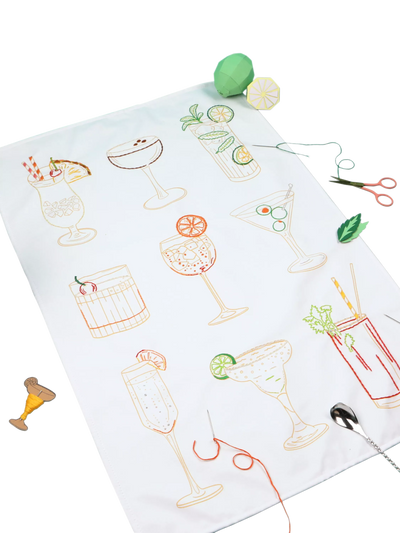 John Lewis Chasing Threads Cocktails Teatowel Embroidery Kit- Buy online at McGrocer