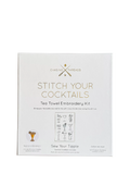 Chasing Threads cocktails teatowel embroidery kit, imported from the UK
