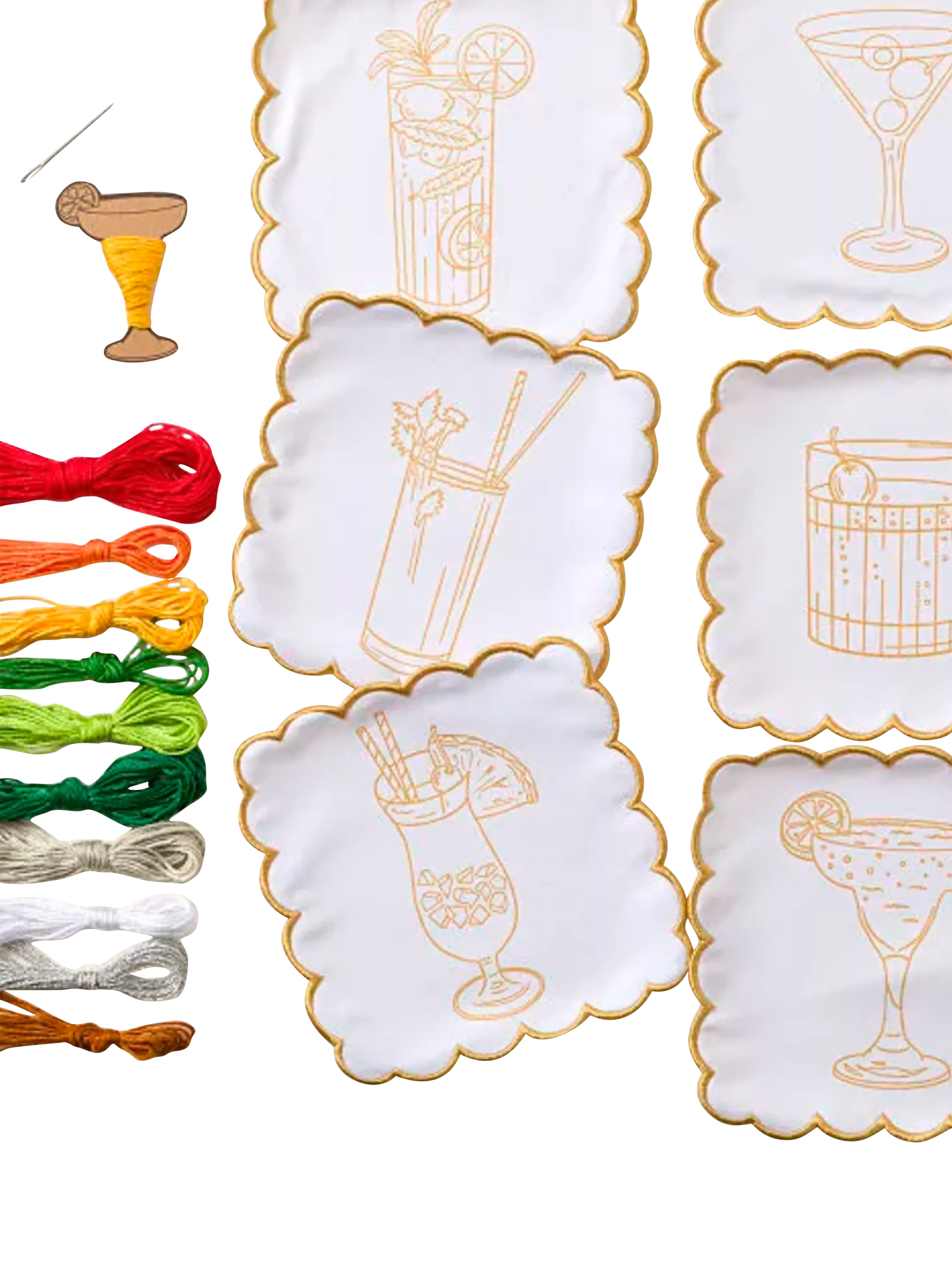 Chasing Threads cocktail napkins embroidery kit 25cm set of 6 (British brand)