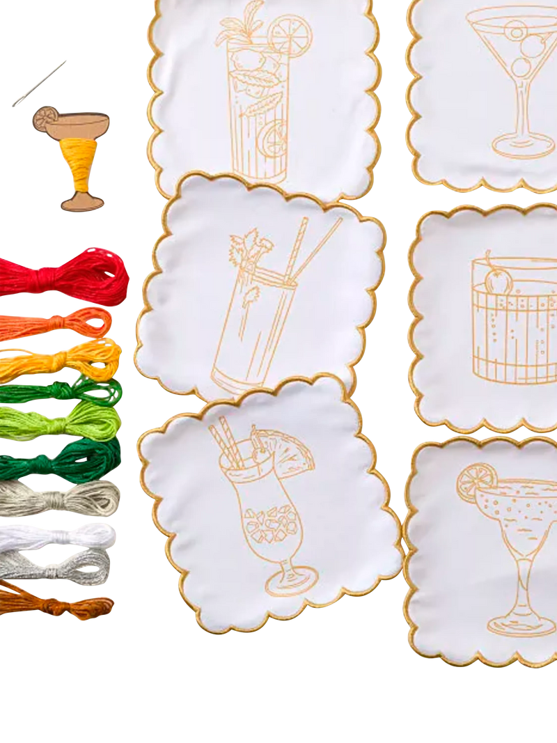Chasing Threads cocktail napkins embroidery kit 25cm set of 6 (British brand)