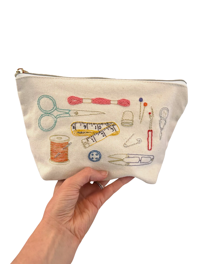 Chasing Threads embroidery kit zipped pouch beginner craft set, UK version