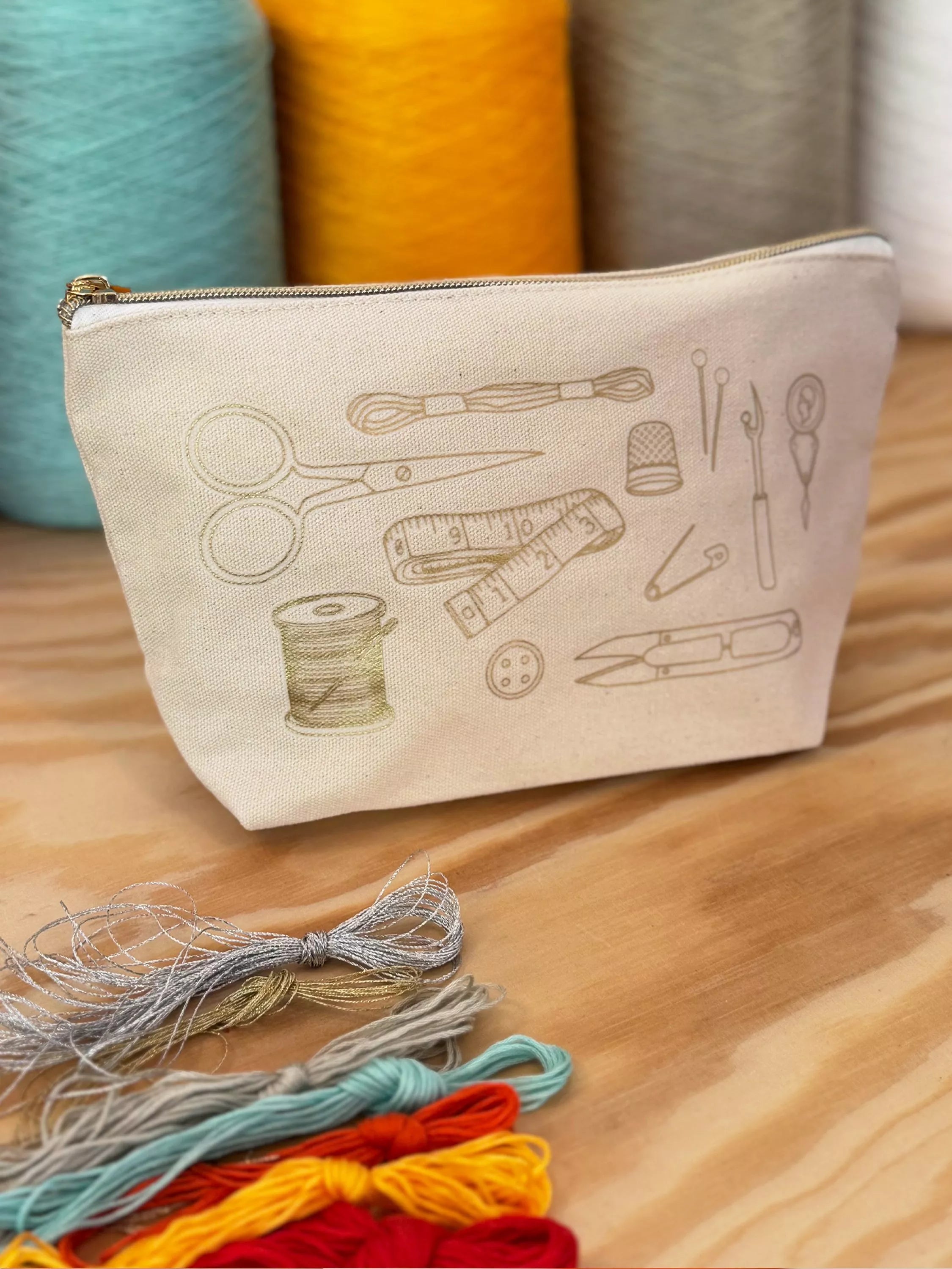 Chasing Threads embroidery kit zipped pouch beginner craft set, UK version