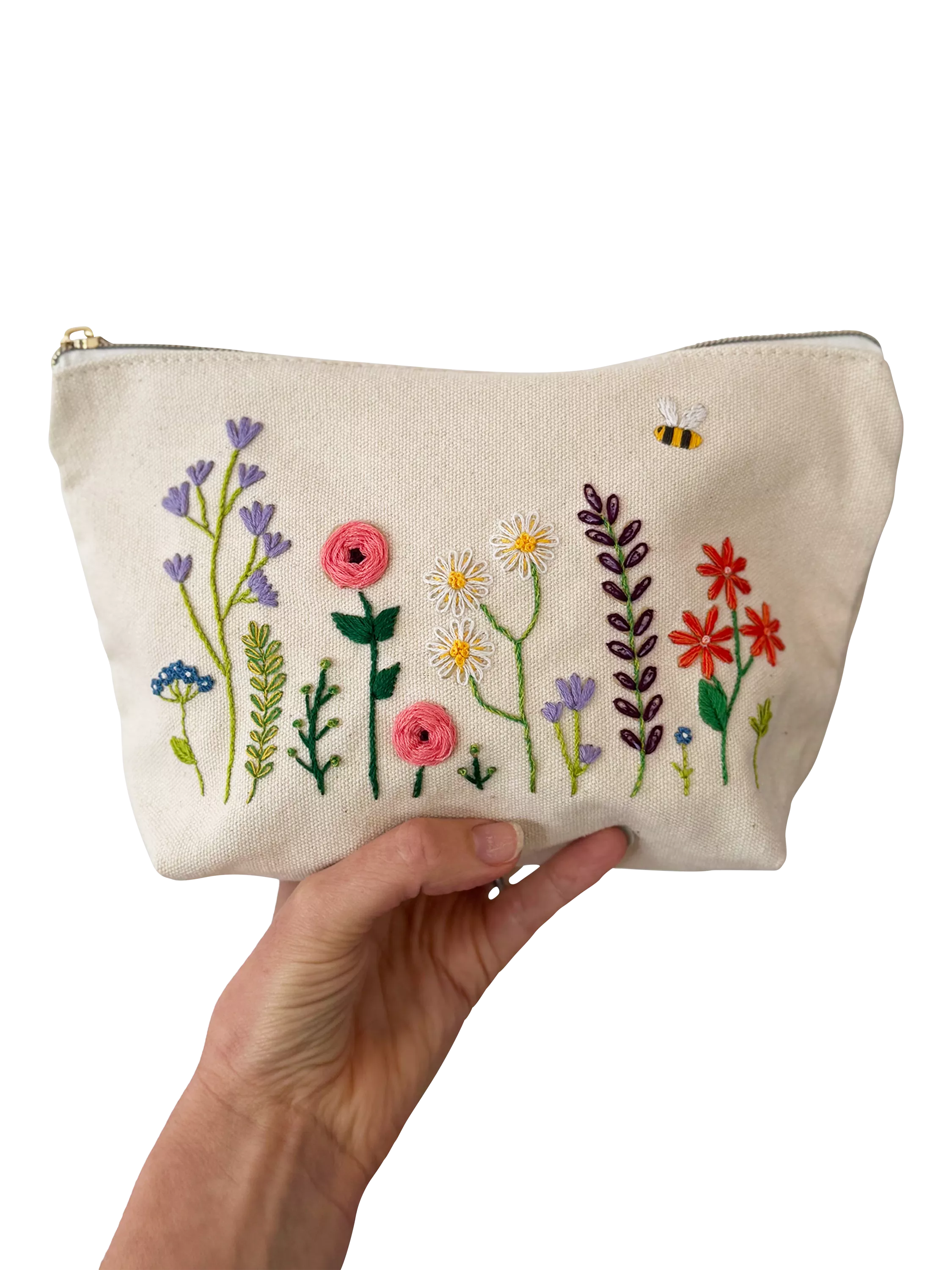 Chasing Threads Flowers Zipped Pouch embroidery kit, UK version