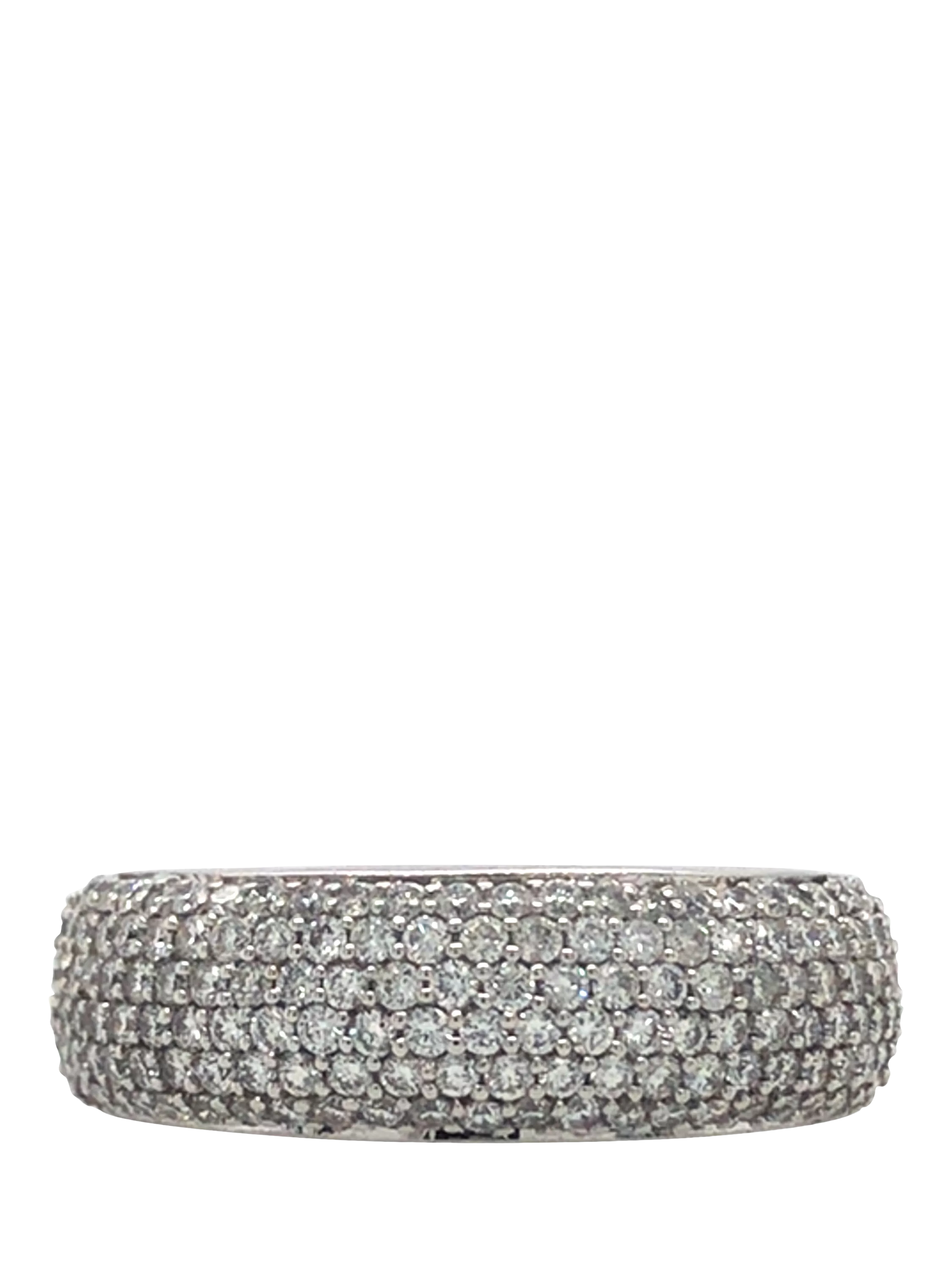 Vintage Fine Jewellery 18ct white gold pave diamond band ring size O - British product