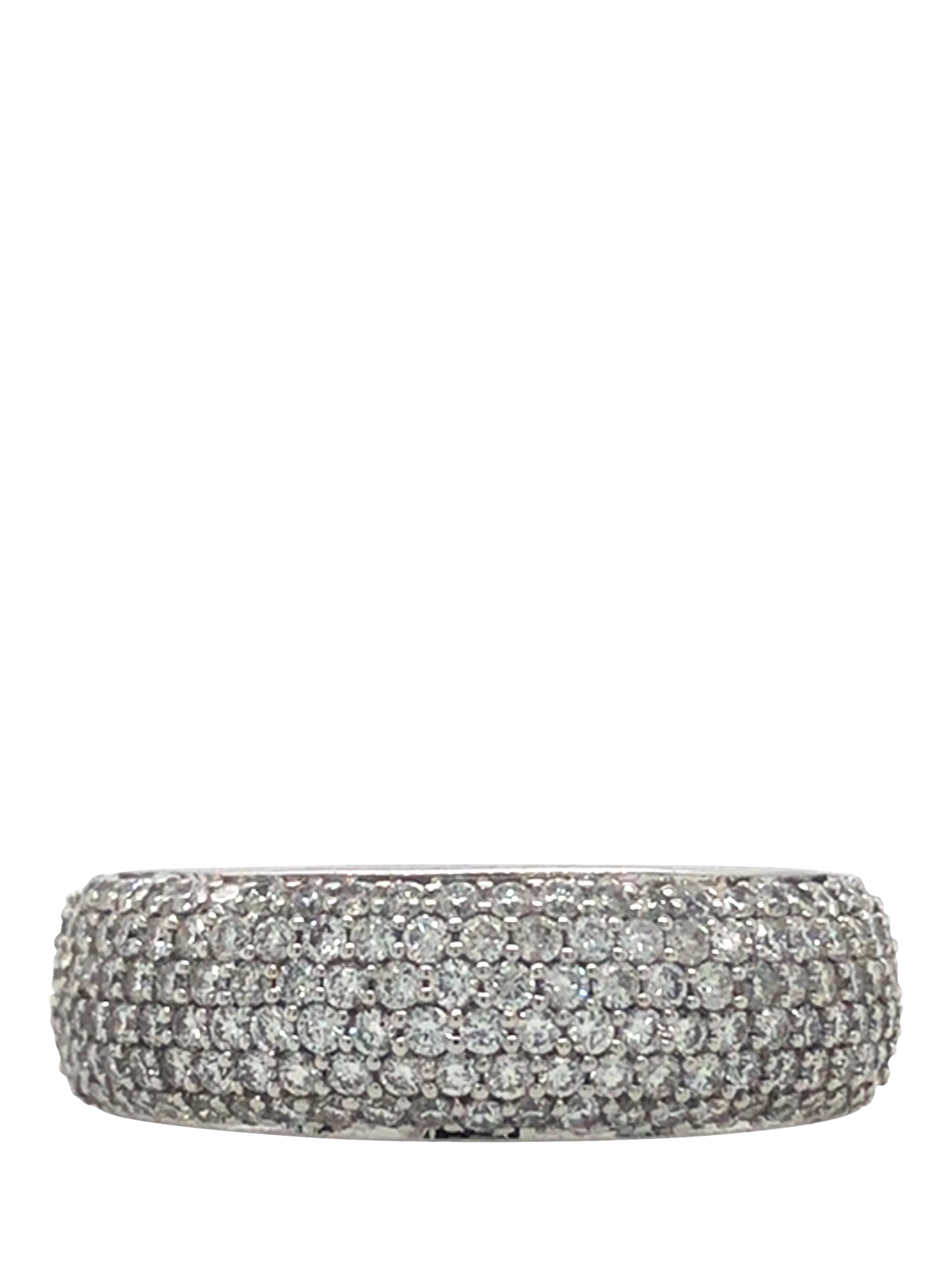 Vintage Fine Jewellery 18ct white gold pave diamond band ring size O - British product