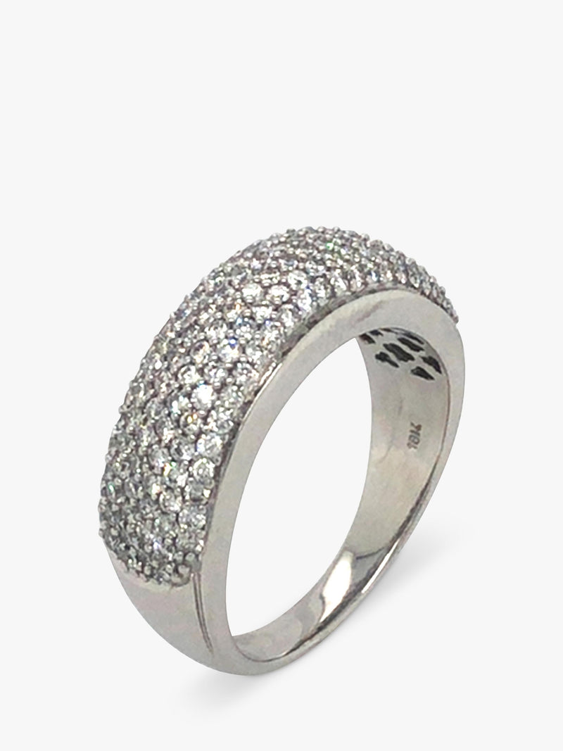 Vintage Fine Jewellery 18ct white gold pave diamond band ring size O - British product