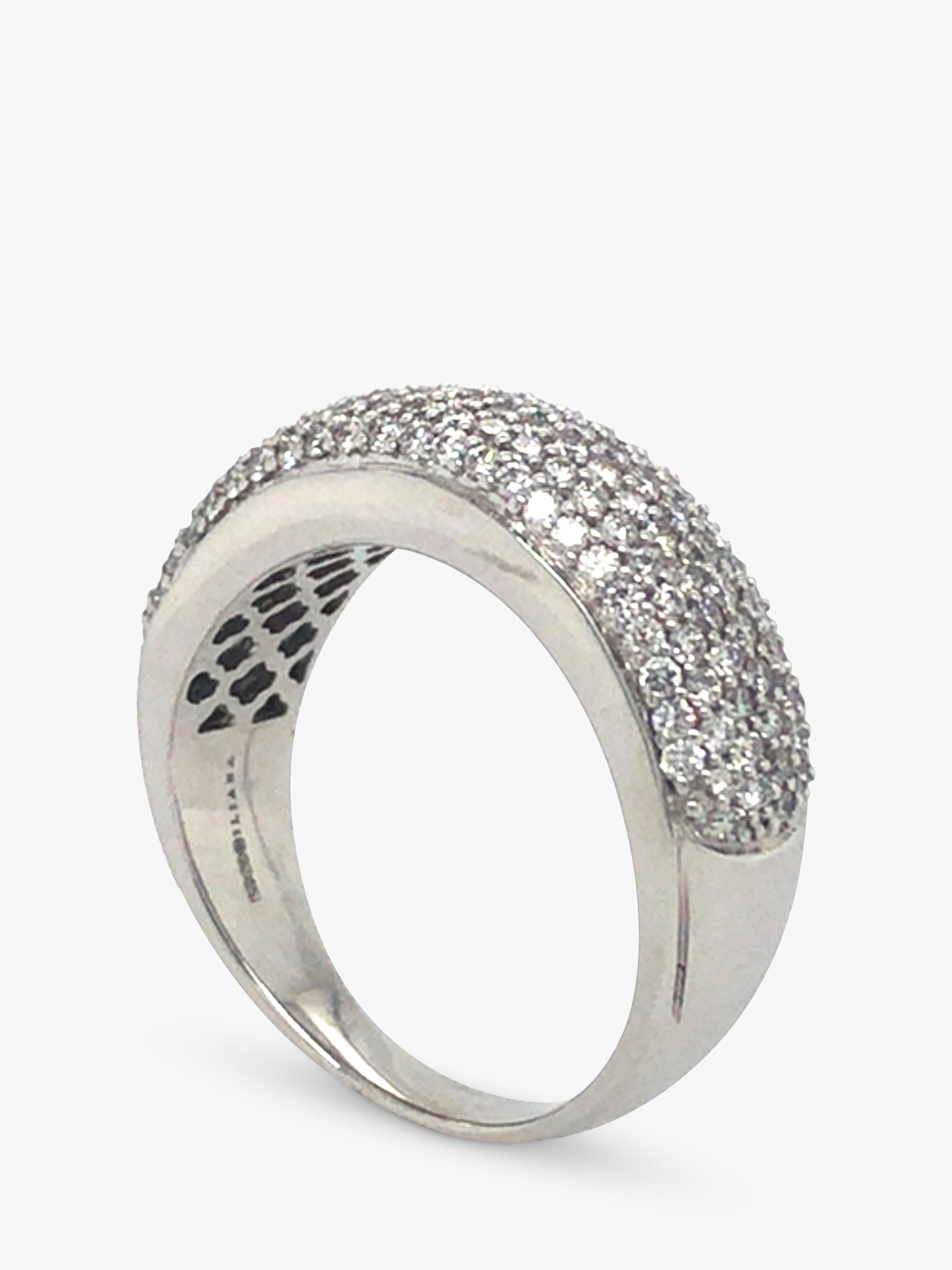 Vintage Fine Jewellery 18ct white gold pave diamond band ring size O - British product