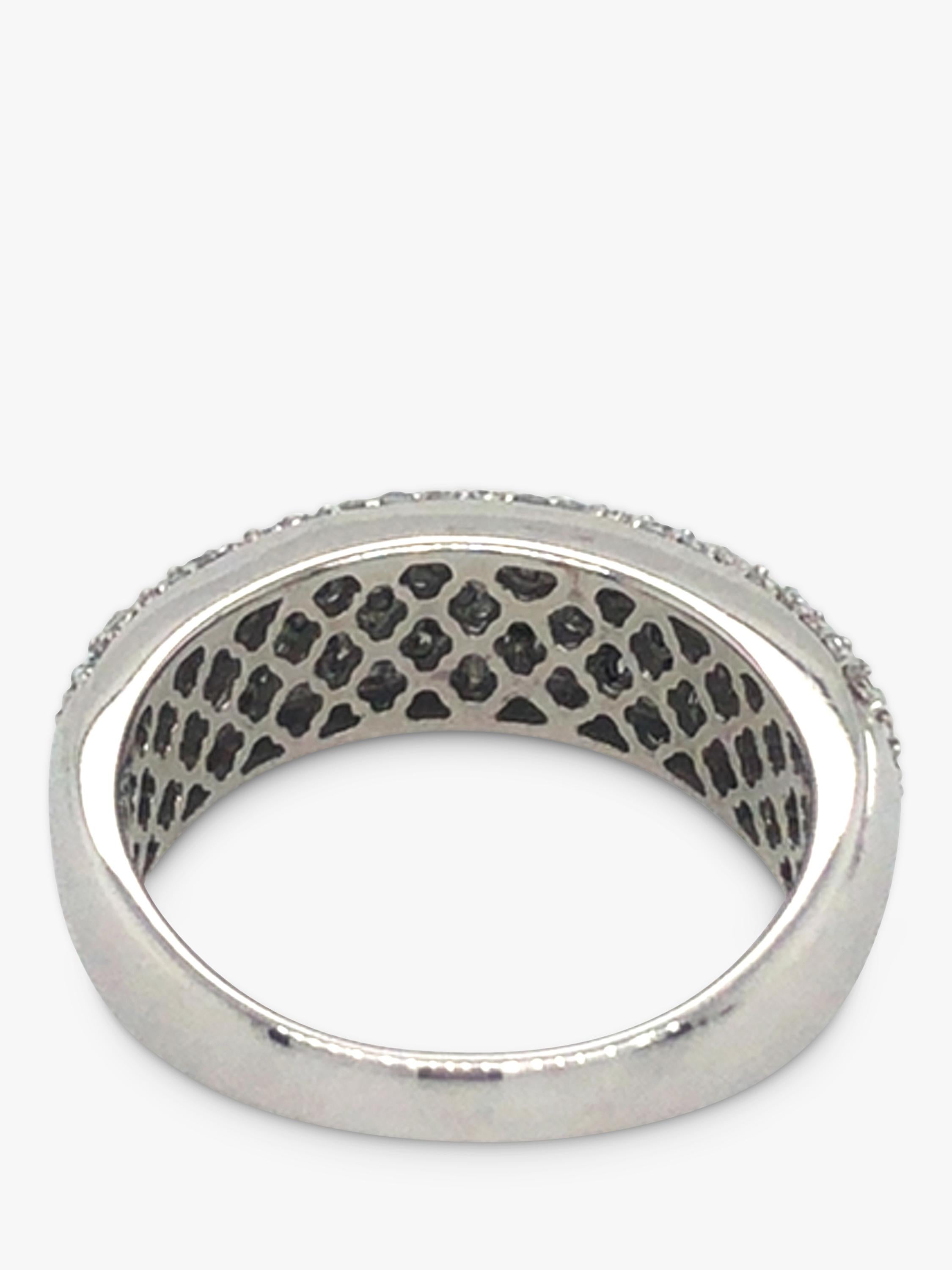 Vintage Fine Jewellery 18ct white gold pave diamond band ring size O - British product