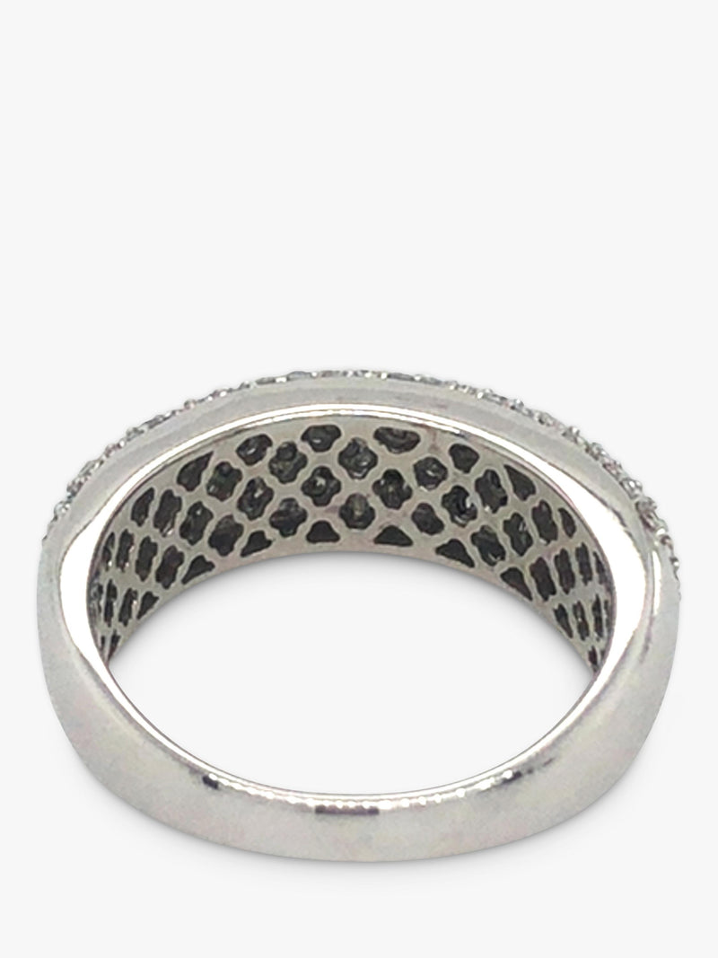 Vintage Fine Jewellery 18ct white gold pave diamond band ring size O - British product