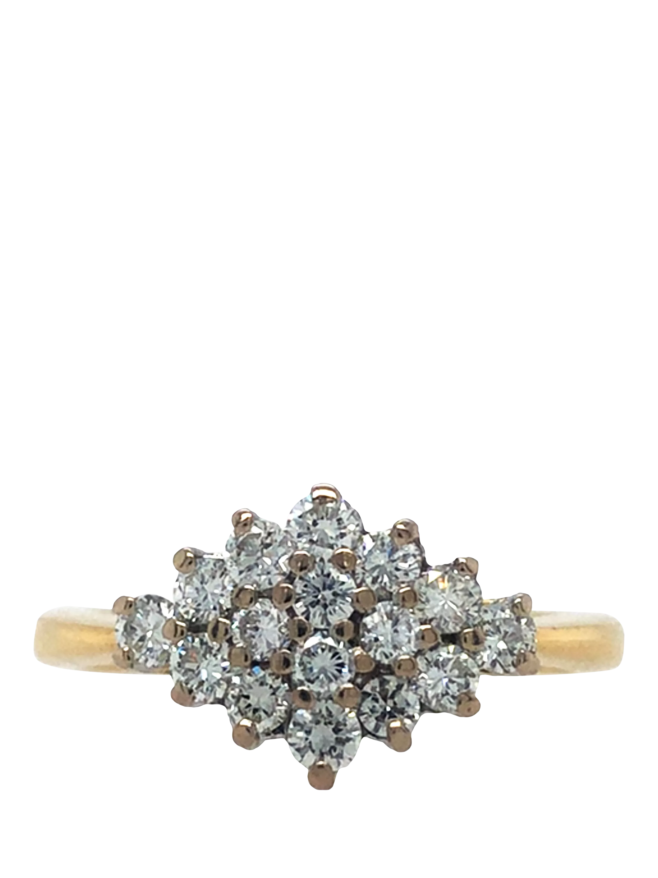 Vintage Fine Jewellery diamond cluster ring 18ct UK L 1/2 - British product