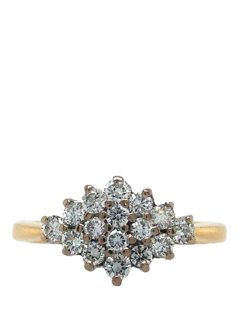Vintage Fine Jewellery diamond cluster ring 18ct UK L 1/2 - British product