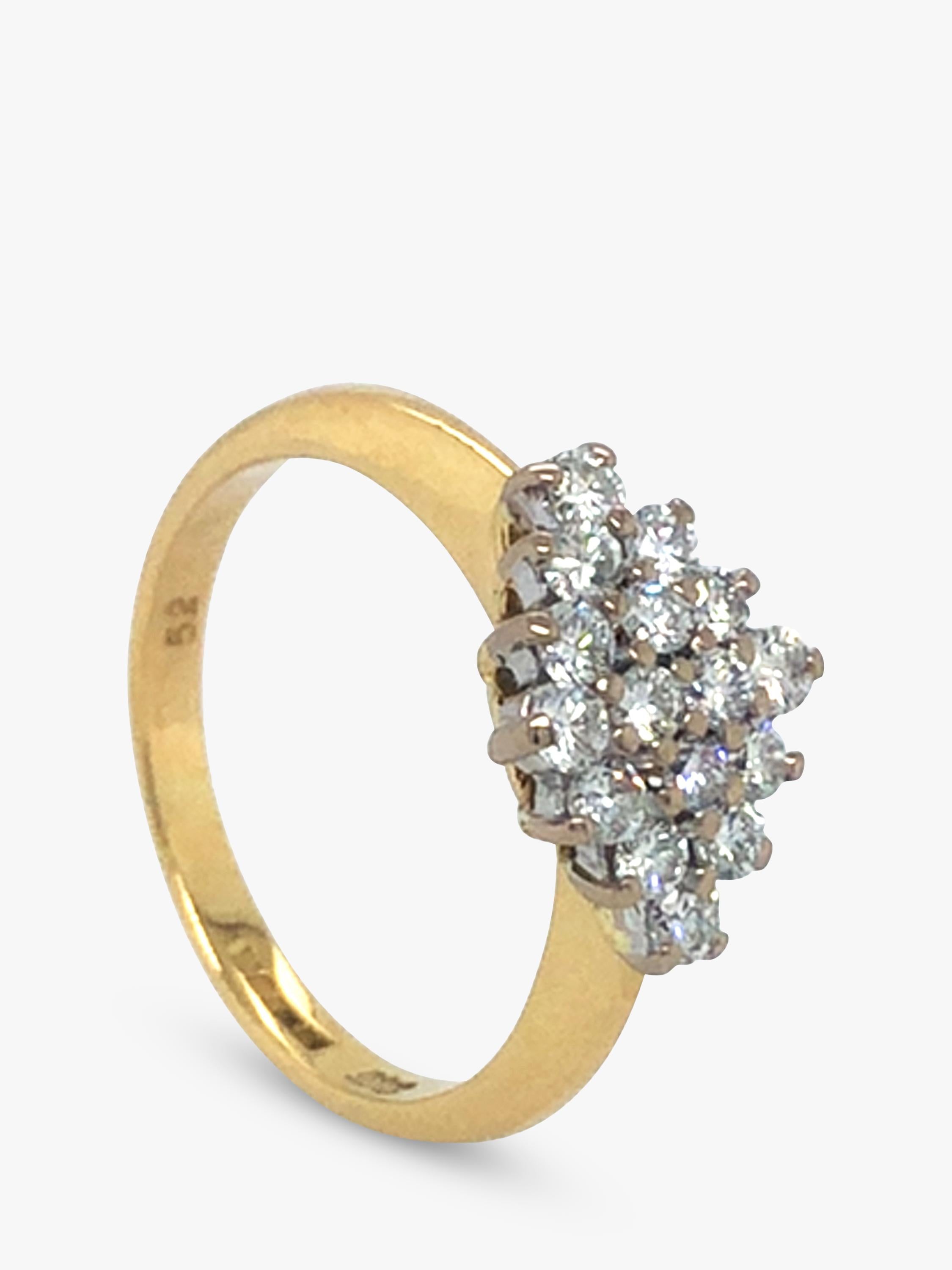 Vintage Fine Jewellery diamond cluster ring 18ct UK L 1/2 - British product