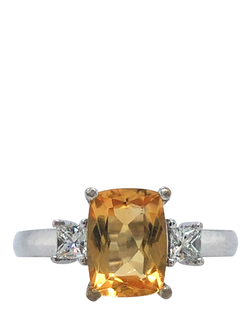 Vintage Fine Jewellery citrine diamond ring UK O, imported from the UK