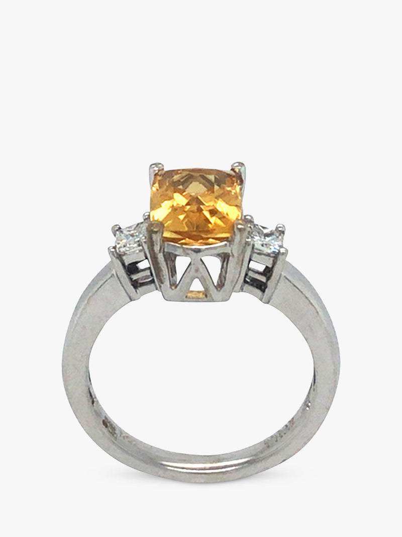 Vintage Fine Jewellery citrine diamond ring UK O, imported from the UK