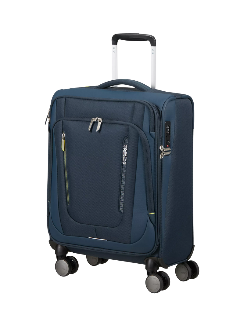 American Tourister Wanderlite 8-Wheel Non-Expandable Cabin Suitcase, 44L, Dark Navy