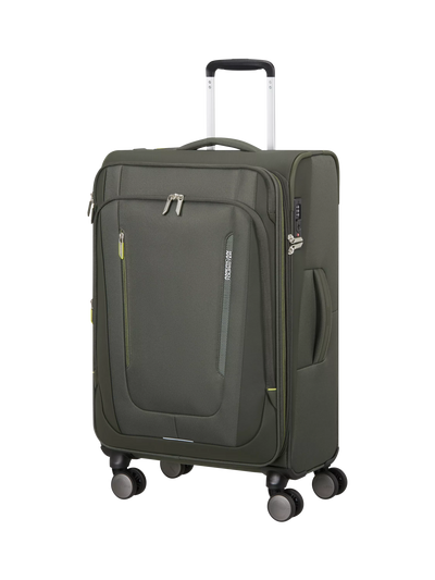 John Lewis American Tourister Wanderlite Expandable 8-Wheel Medium Spinner Suitcase 73L Dark Khaki- Buy online at McGrocer