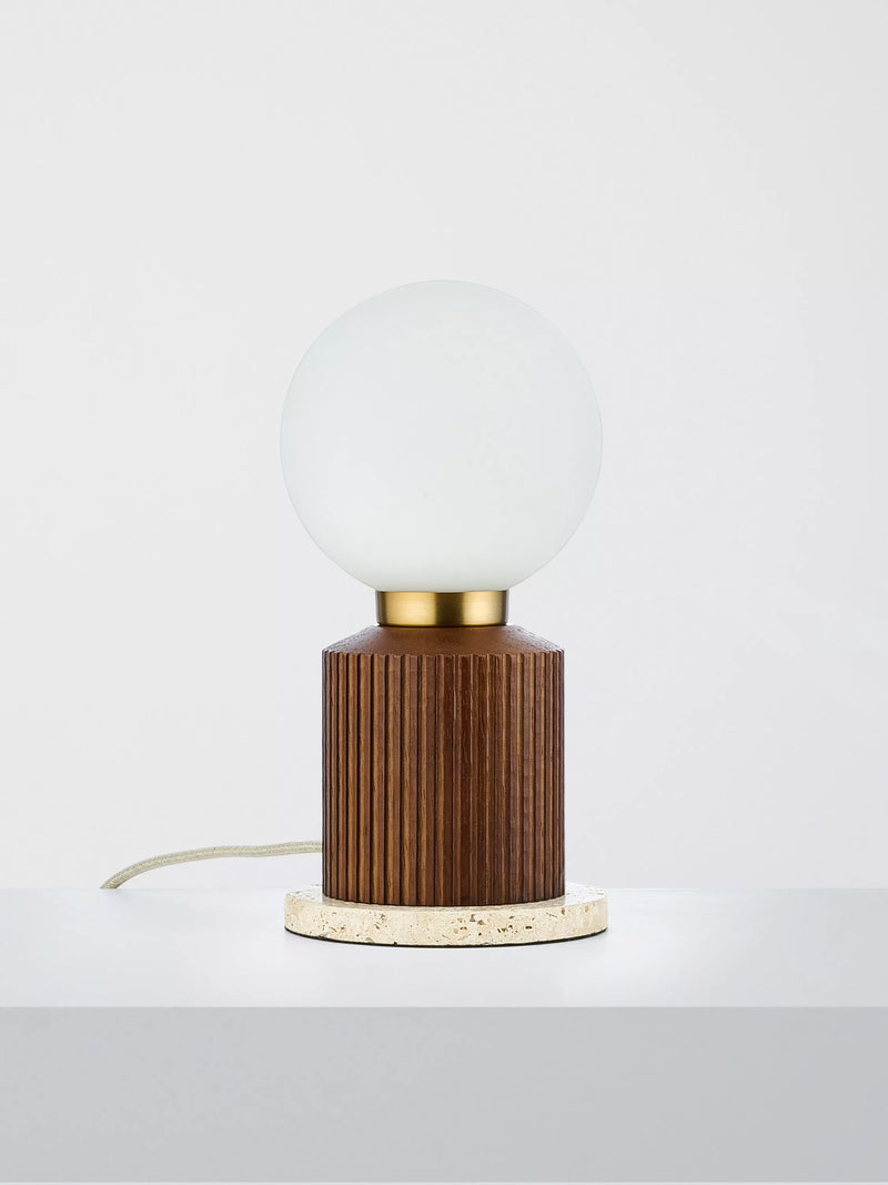 John Lewis Hudson table lamp reeded wood walnut effect H23cm - British product