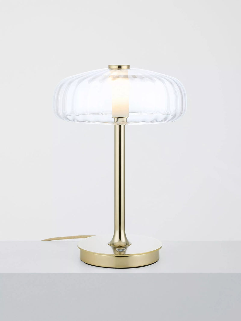 John Lewis Parafina lamp polished brass and glass shade, UK version