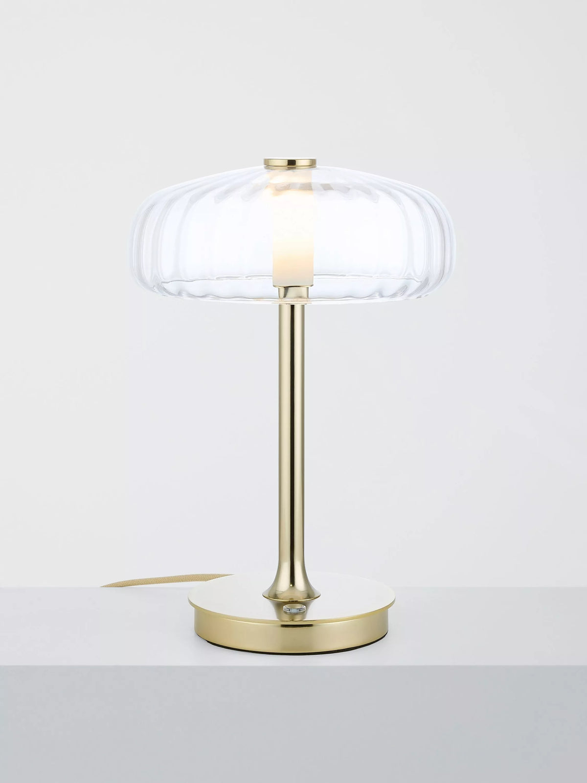 John Lewis Parafina lamp polished brass and glass shade, UK version