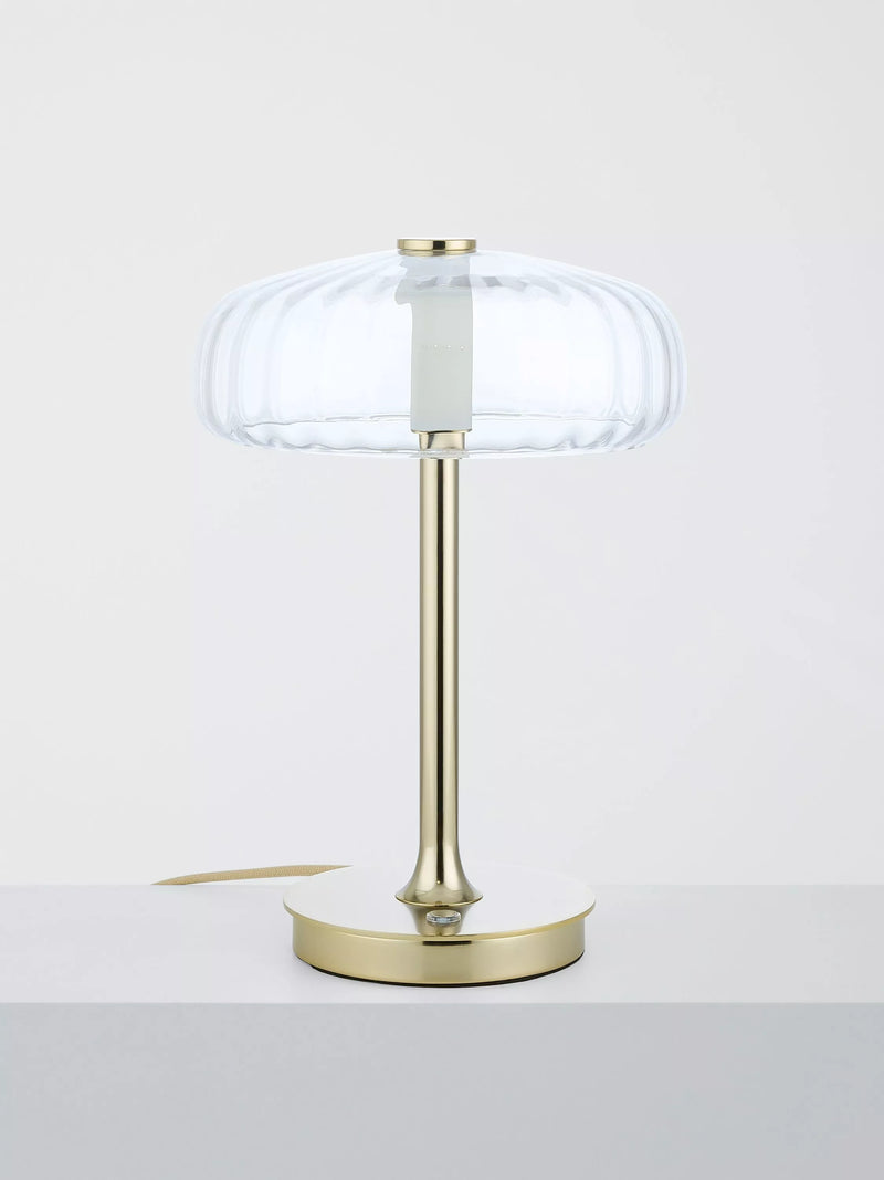 John Lewis Parafina lamp polished brass and glass shade, UK version