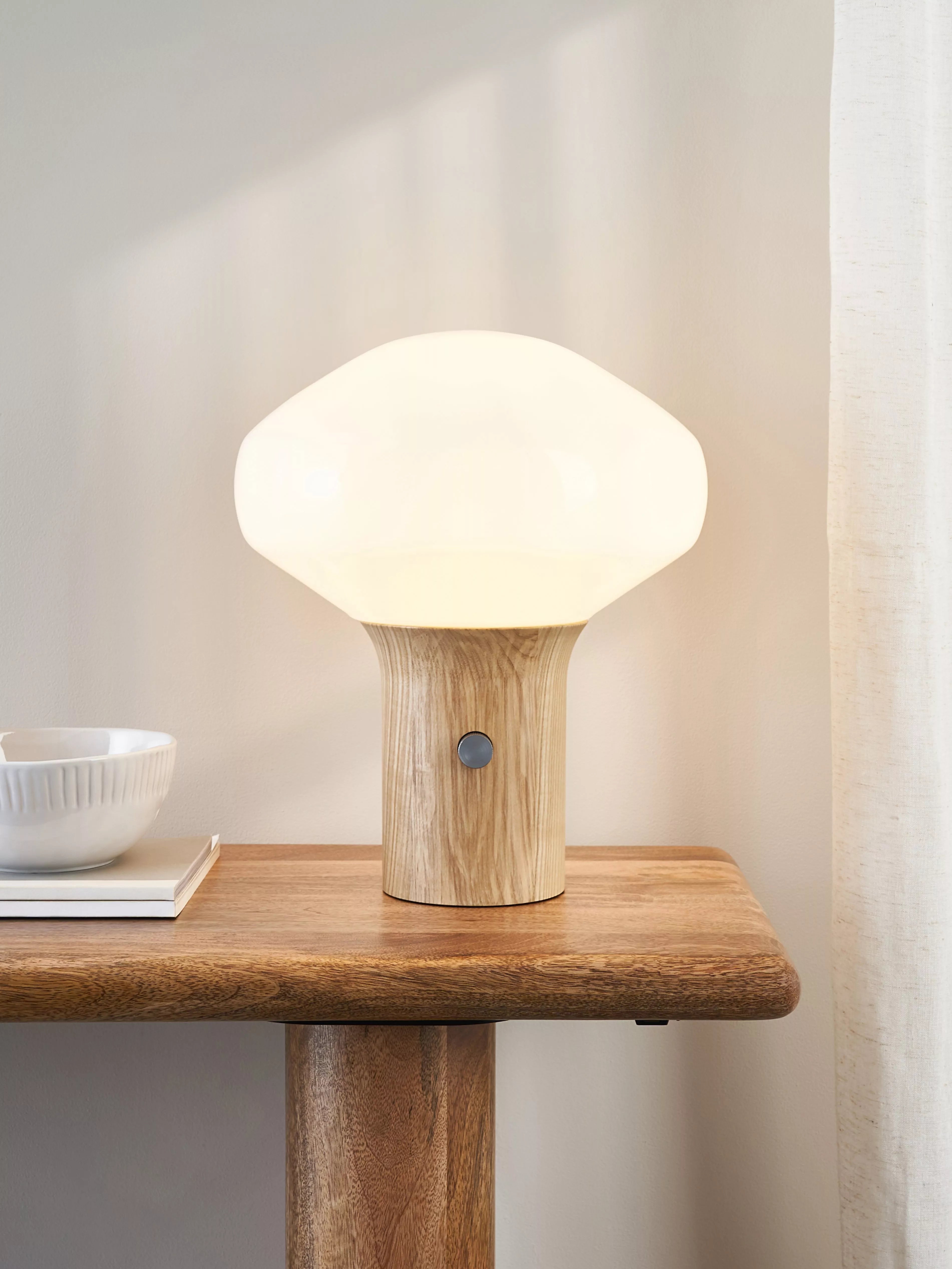 John Lewis Temple table lamp oak effect medium, UK version