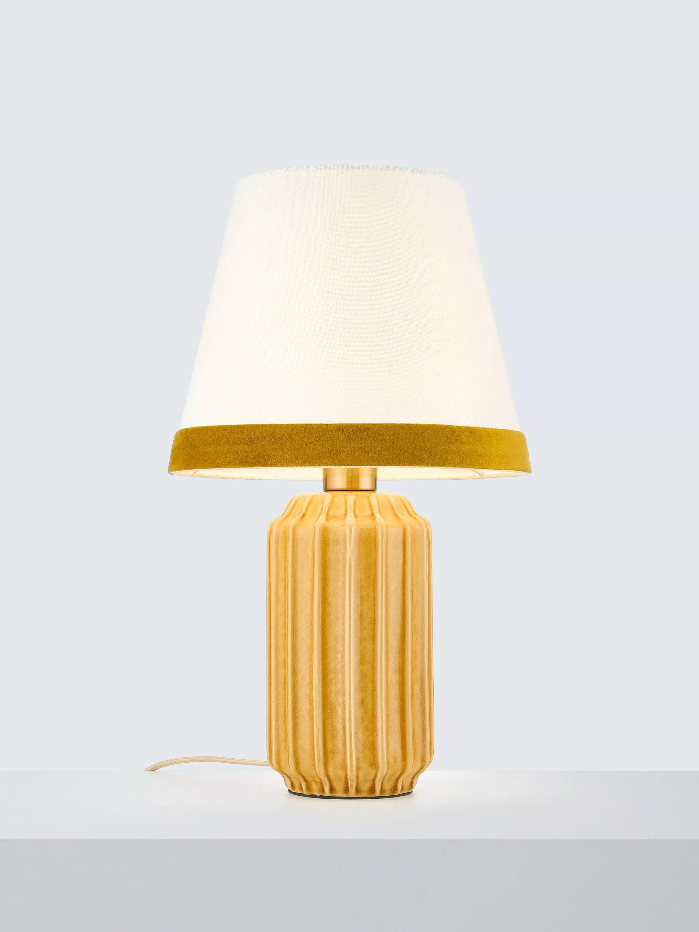 John Lewis Audrey Fluted Ceramic Table Lamp, Ochre