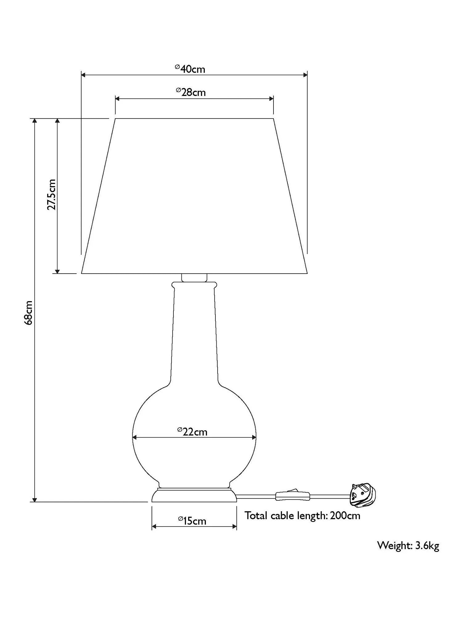 John Lewis Hatherleigh ceramic table lamp, imported from the UK