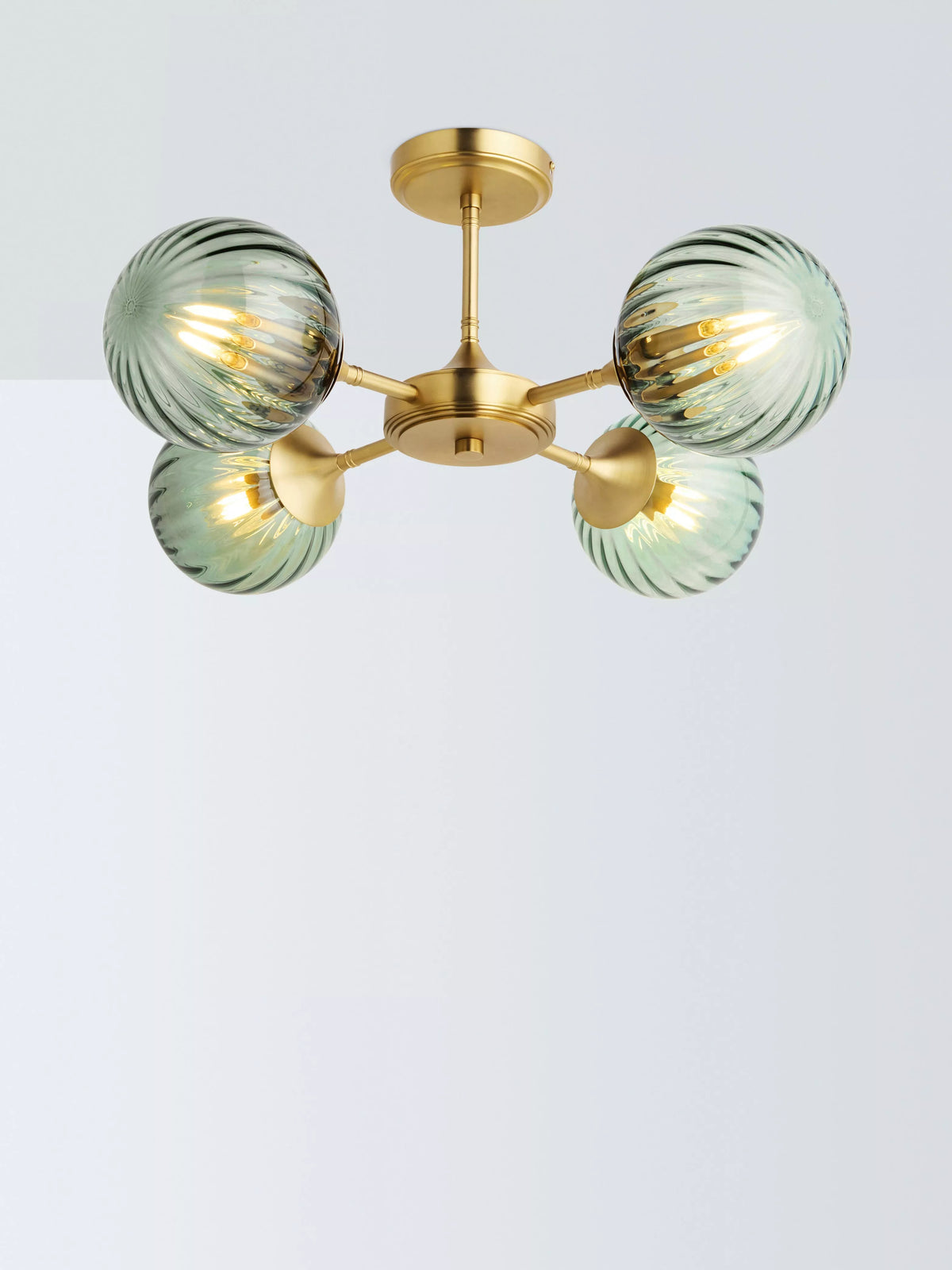 John Lewis Austen semi-flush ceiling light turquoise glass shades - British product