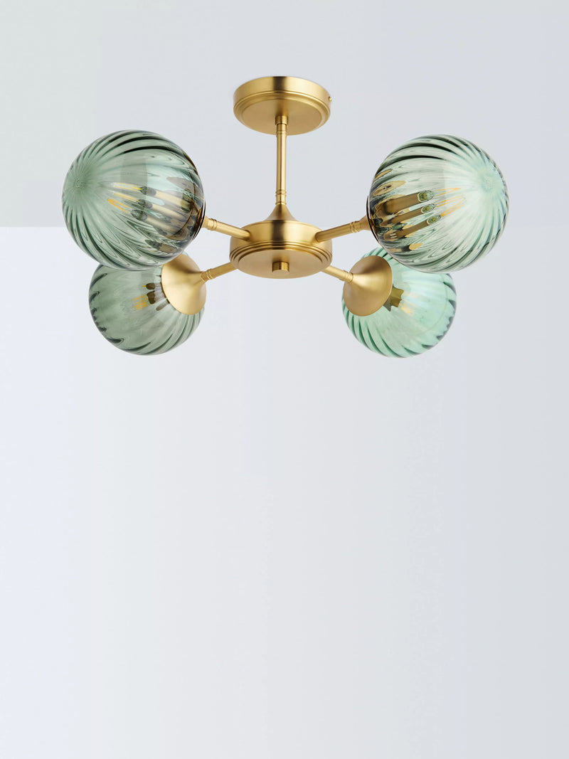 John Lewis Austen semi-flush ceiling light turquoise glass shades - British product