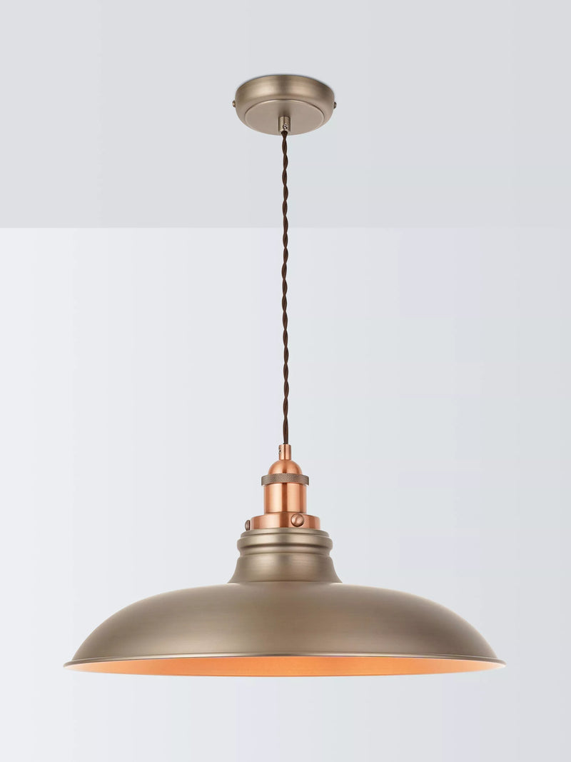 John Lewis Baldwin wide pendant ceiling light aged pewter (British brand)