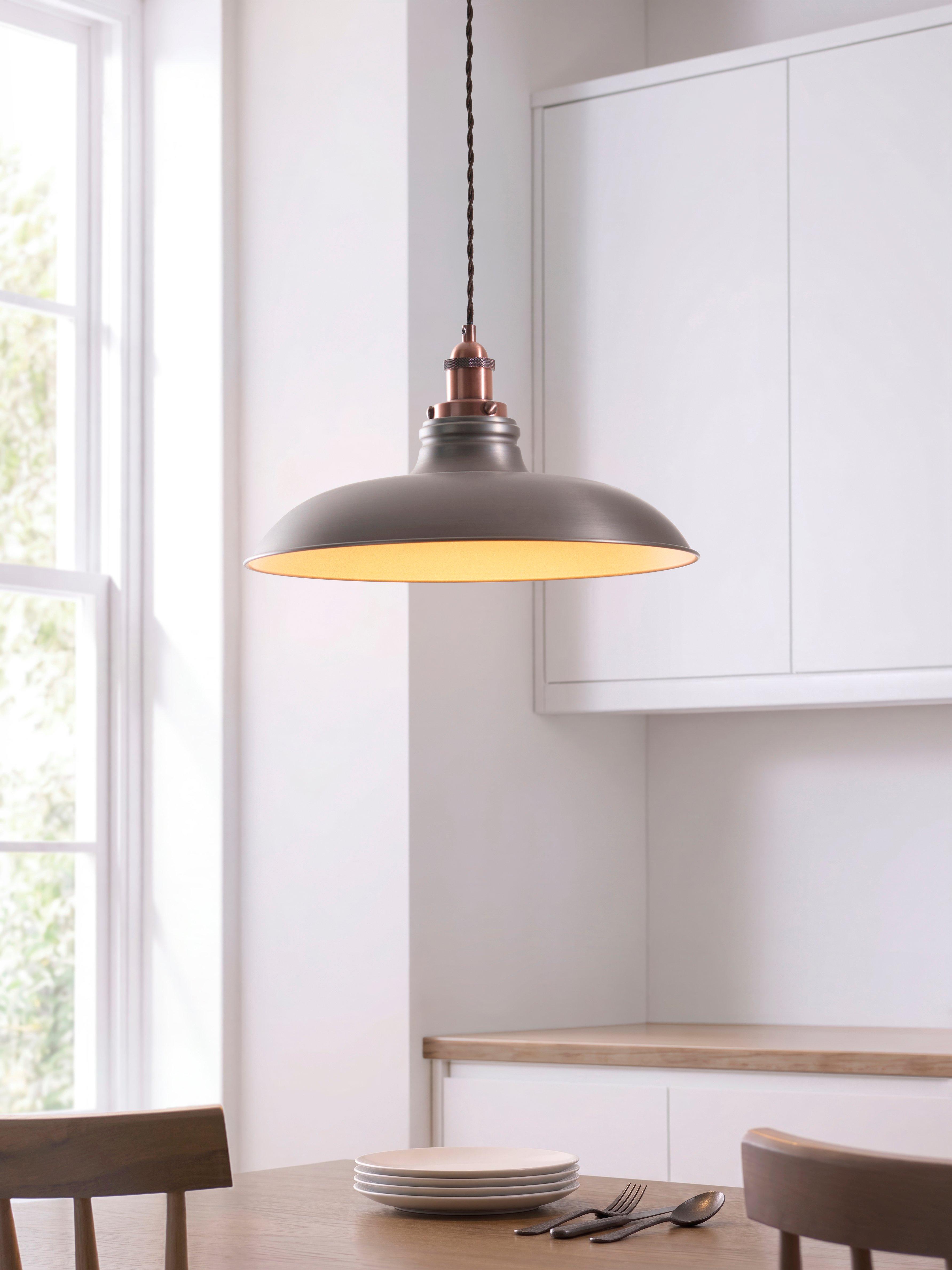 John Lewis Baldwin wide pendant ceiling light aged pewter (British brand)