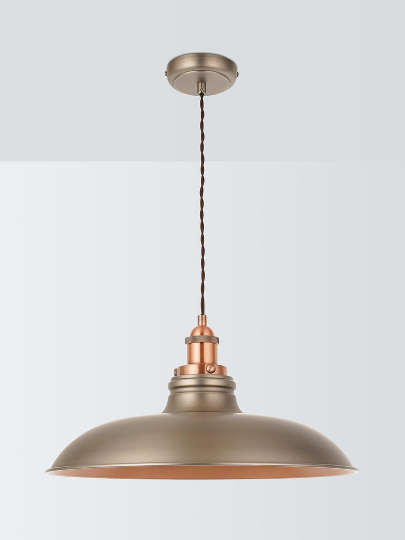 John Lewis Baldwin wide pendant ceiling light aged pewter (British brand)