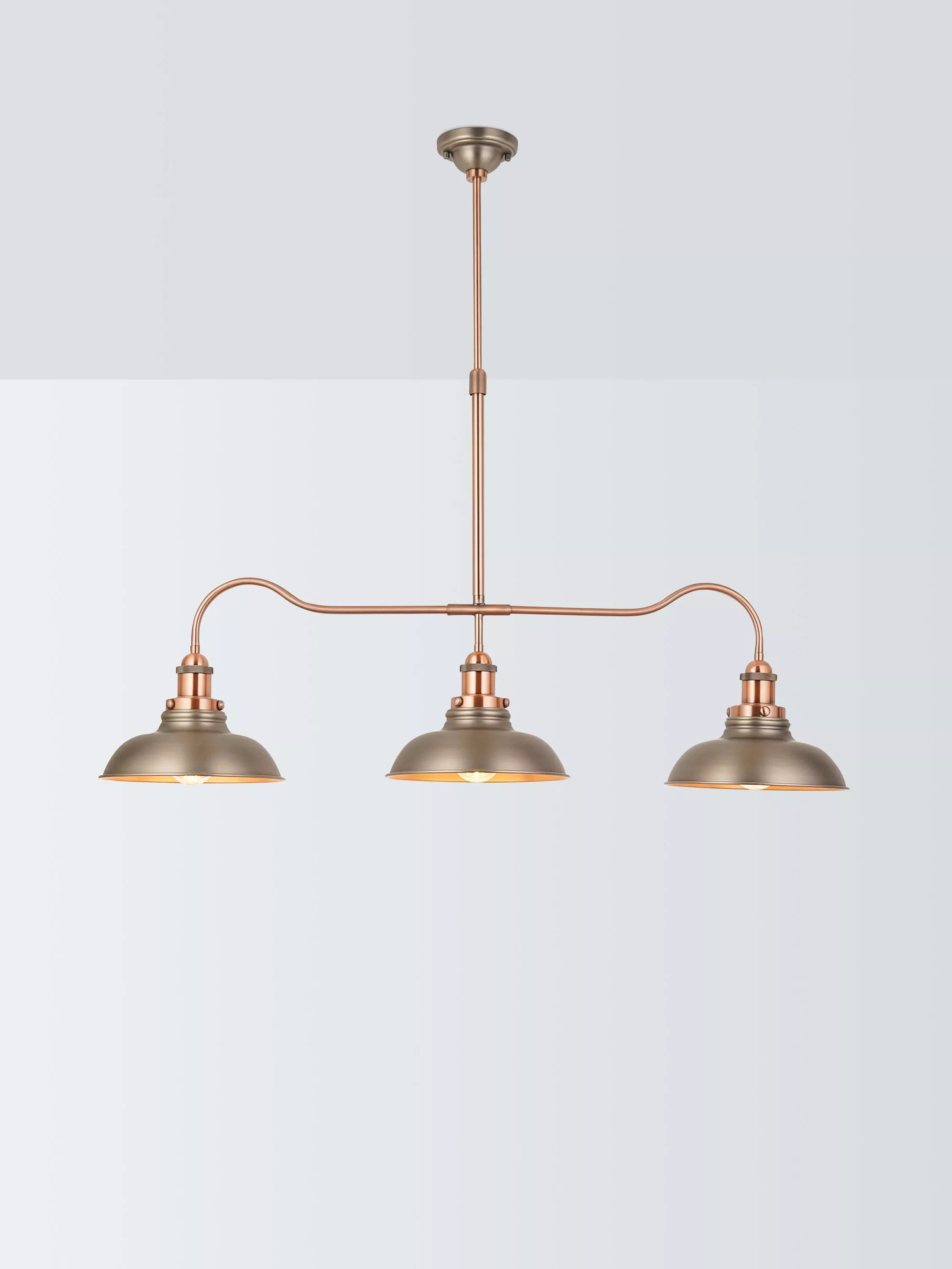John Lewis Baldwin 3 Pendant Over Diner Bar Ceiling Light, Pewter