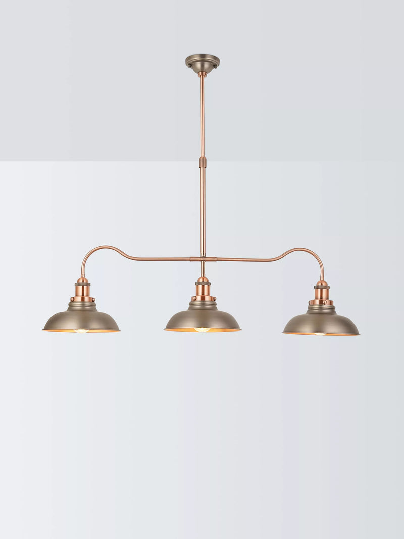 John Lewis Baldwin 3 Pendant Over Diner Bar Ceiling Light, Pewter