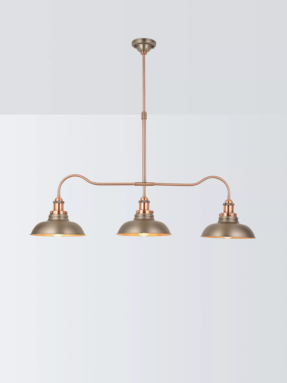 John Lewis Baldwin 3 Pendant Over Diner Bar Ceiling Light, Pewter