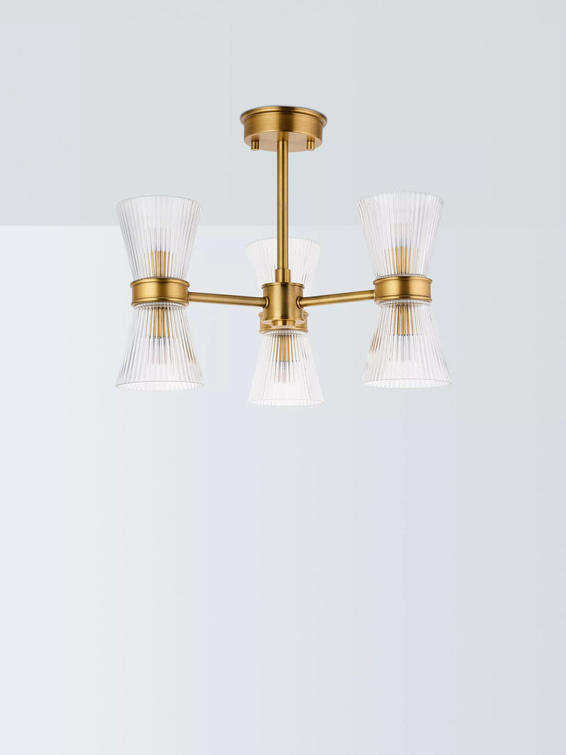 John Lewis semi-flush ceiling light antique brass ribbed glass (British brand)