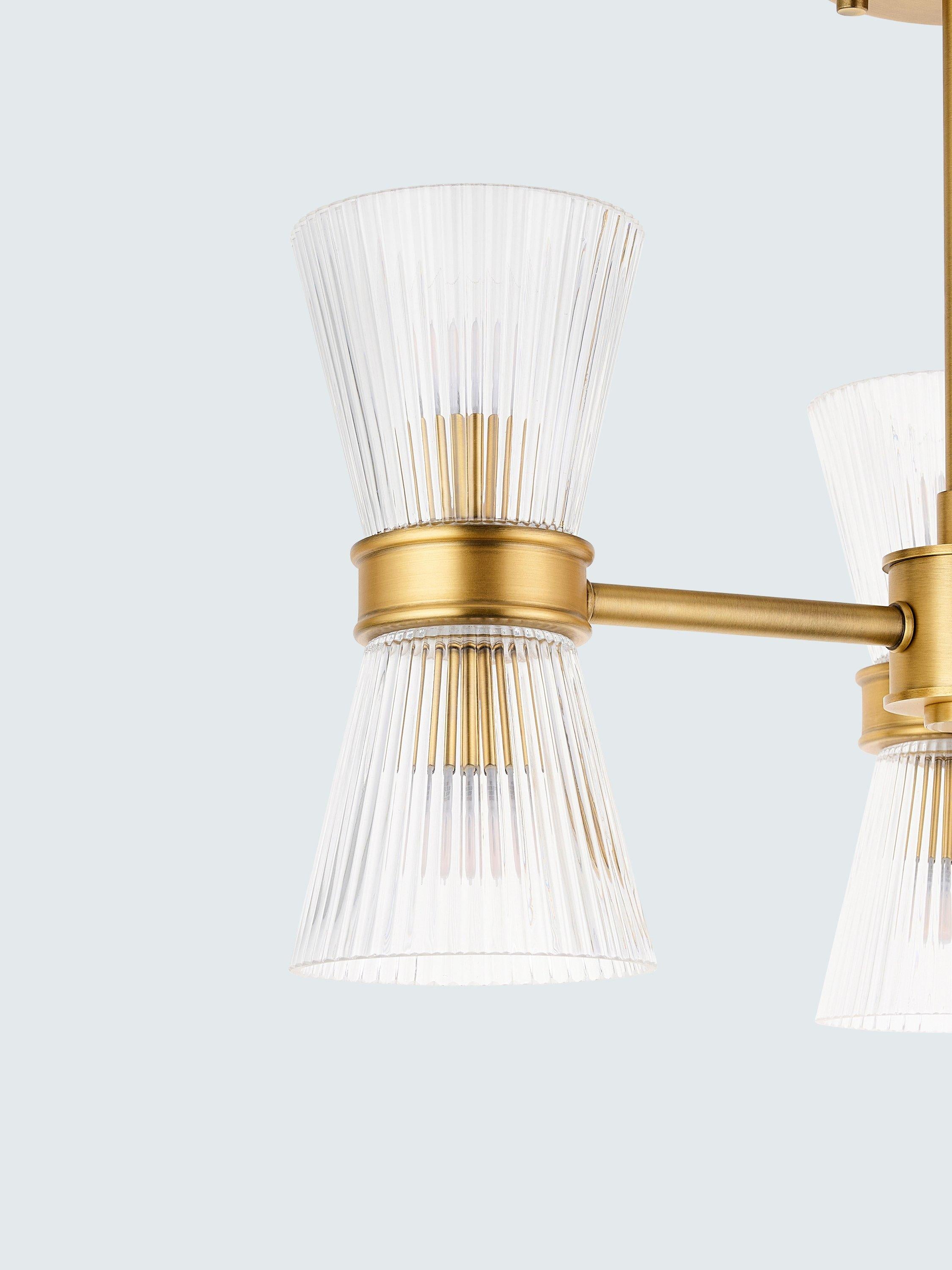 John Lewis semi-flush ceiling light antique brass ribbed glass (British brand)