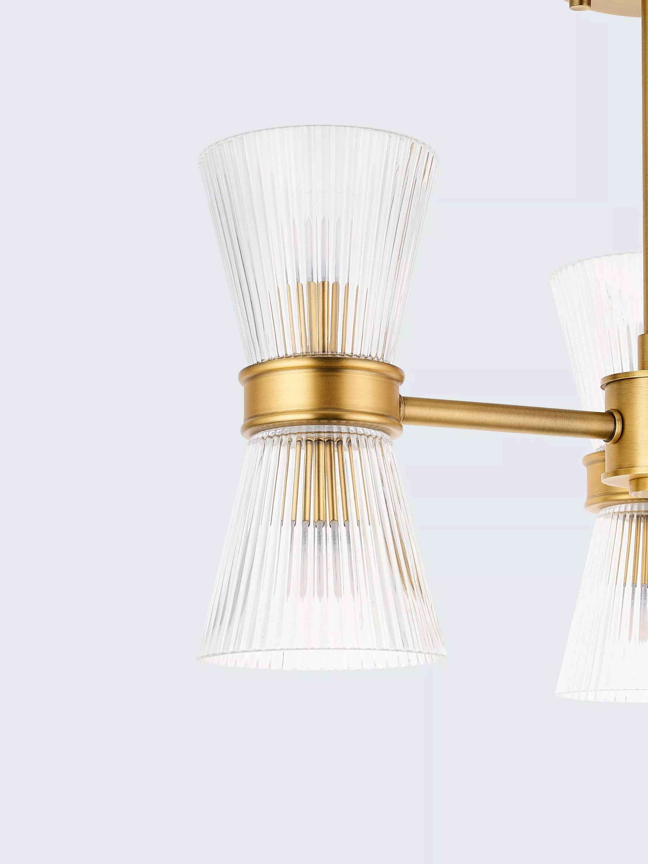 John Lewis semi-flush ceiling light antique brass ribbed glass (British brand)