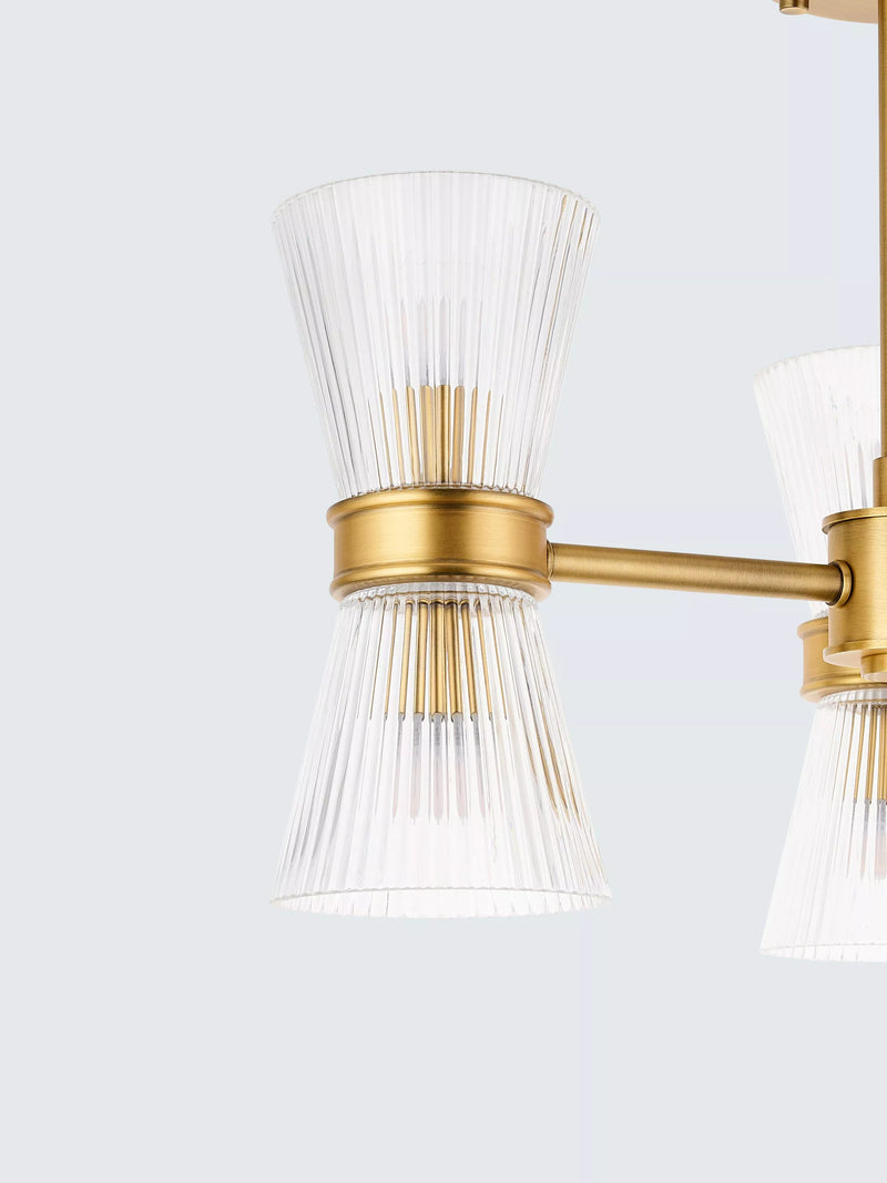 John Lewis semi-flush ceiling light antique brass ribbed glass (British brand)