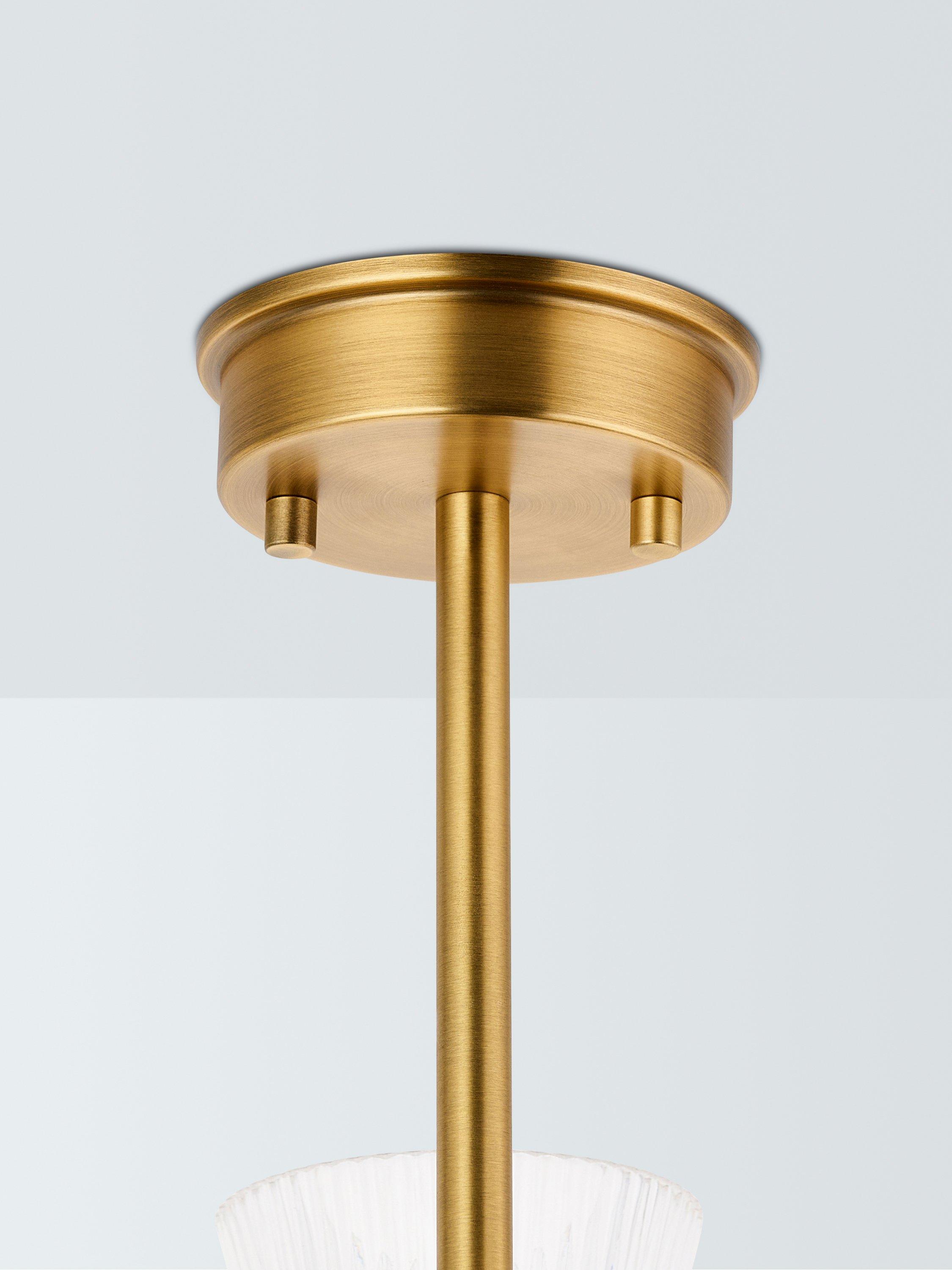 John Lewis semi-flush ceiling light antique brass ribbed glass (British brand)